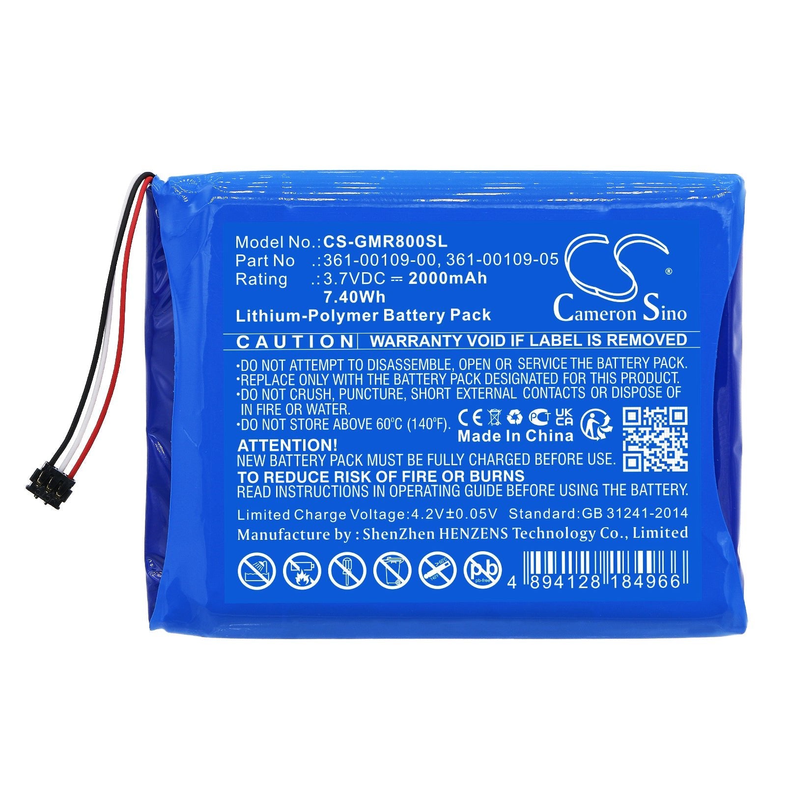 Li-Polymer, GPS, Navigator Battery fits Garmin Dezl Otr800, Dezl Otr800 Mt-s, 3.7V, 2000mAh GPS, Navigator Cameron Sino Technology Limited