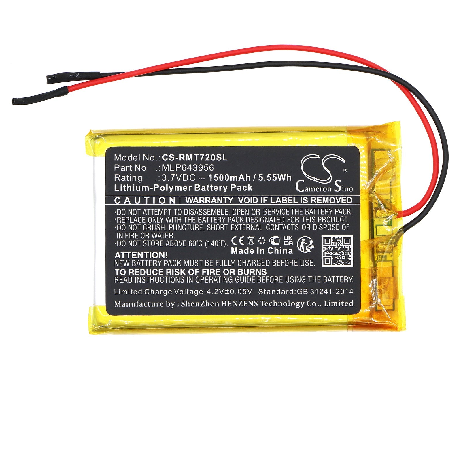 Li-Polymer, GPS, Navigator Battery fits Rand Mcnally Tnd-720, 3.7V, 1500mAh GPS, Navigator Cameron Sino Technology Limited