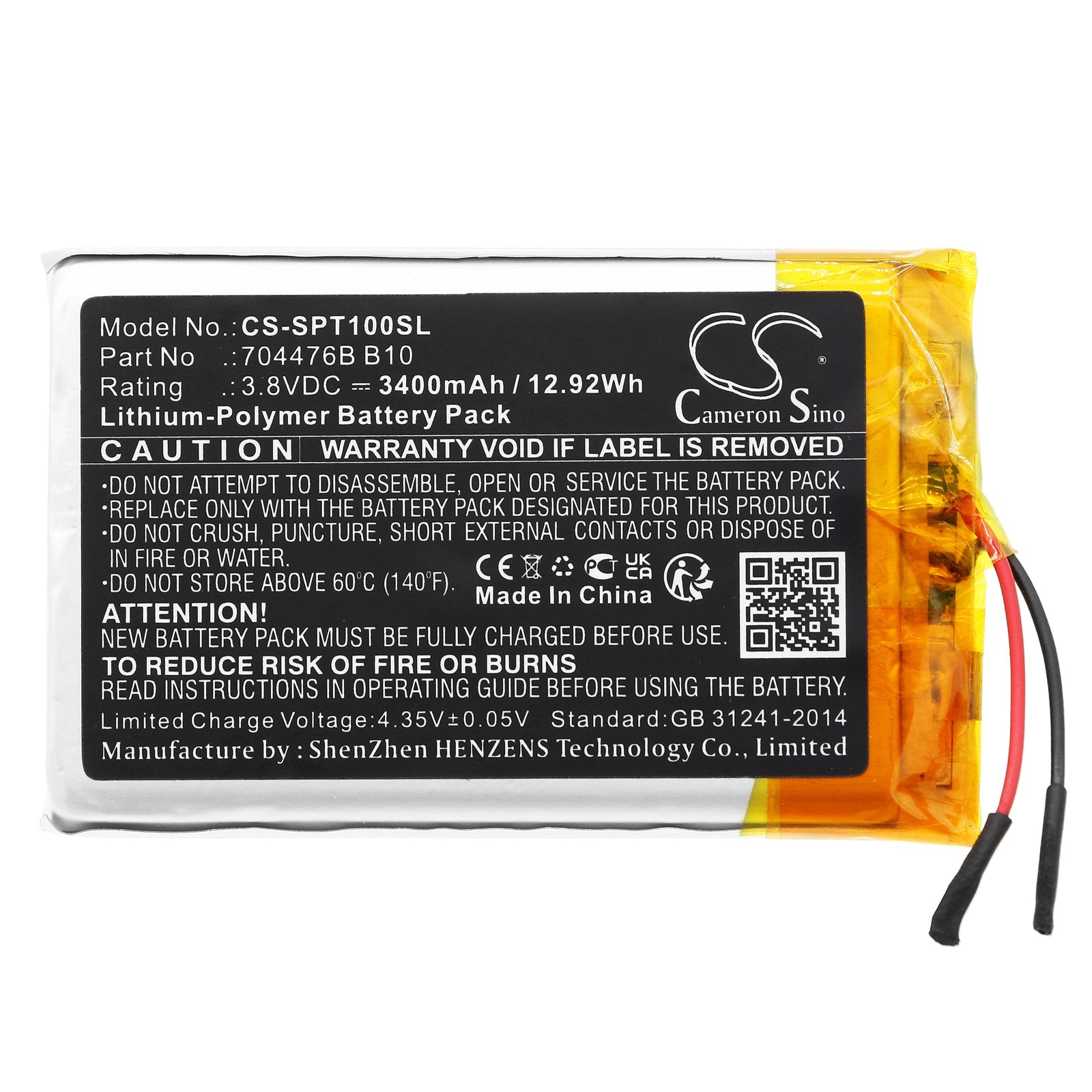 Li-Polymer, GPS, Navigator Battery fits Spot Spot X, Spotxb, 3.8V, 3400mAh GPS, Navigator Cameron Sino Technology Limited