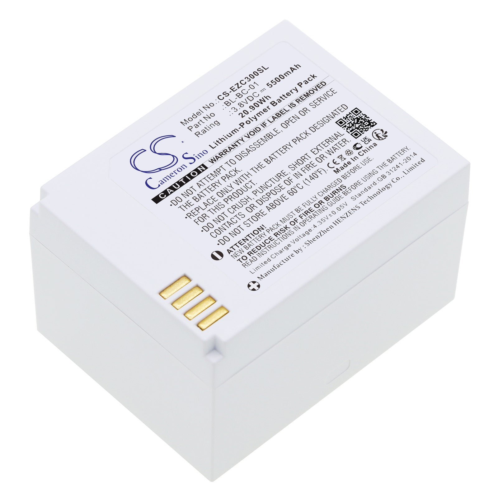 Li-Polymer, Home Security Camera Battery fits Ezviz C3a, 3.8V, 5500mAh Home Security Camera Cameron Sino Technology Limited