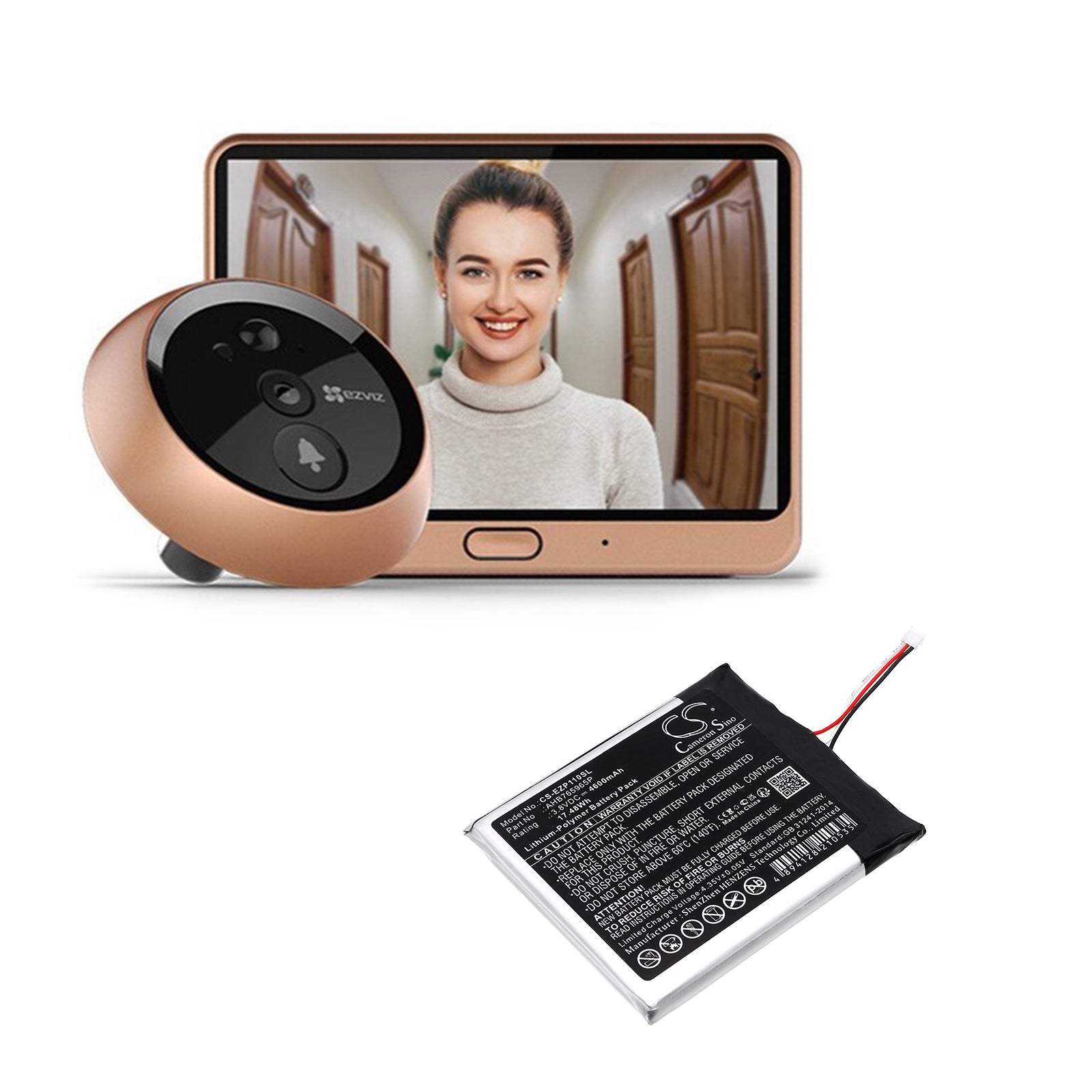 Li-Polymer, Home Security Camera Battery fits Ezviz Cs-dp1c, Cs-dp1c-4a1wpfbsr, 3.8V, 4600mAh Home Security Camera Cameron Sino Technology Limited