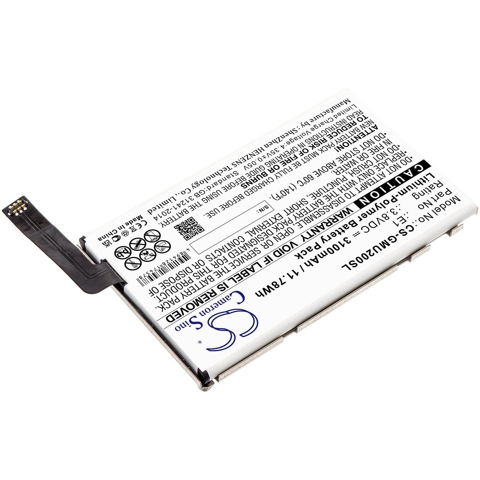 Li-Polymer, Hotspot Battery fits Glocalme E1, Glmu18a02, 3.8V, 3100mAh Hotspot Cameron Sino Technology Limited