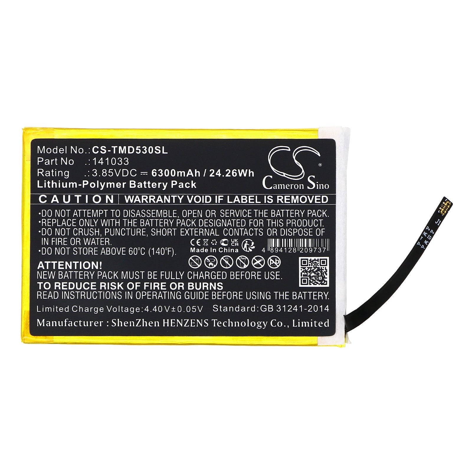 Li-Polymer, Hotspot Battery fits T-mobile D53, 3.85V, 6300mAh Hotspot Cameron Sino Technology Limited