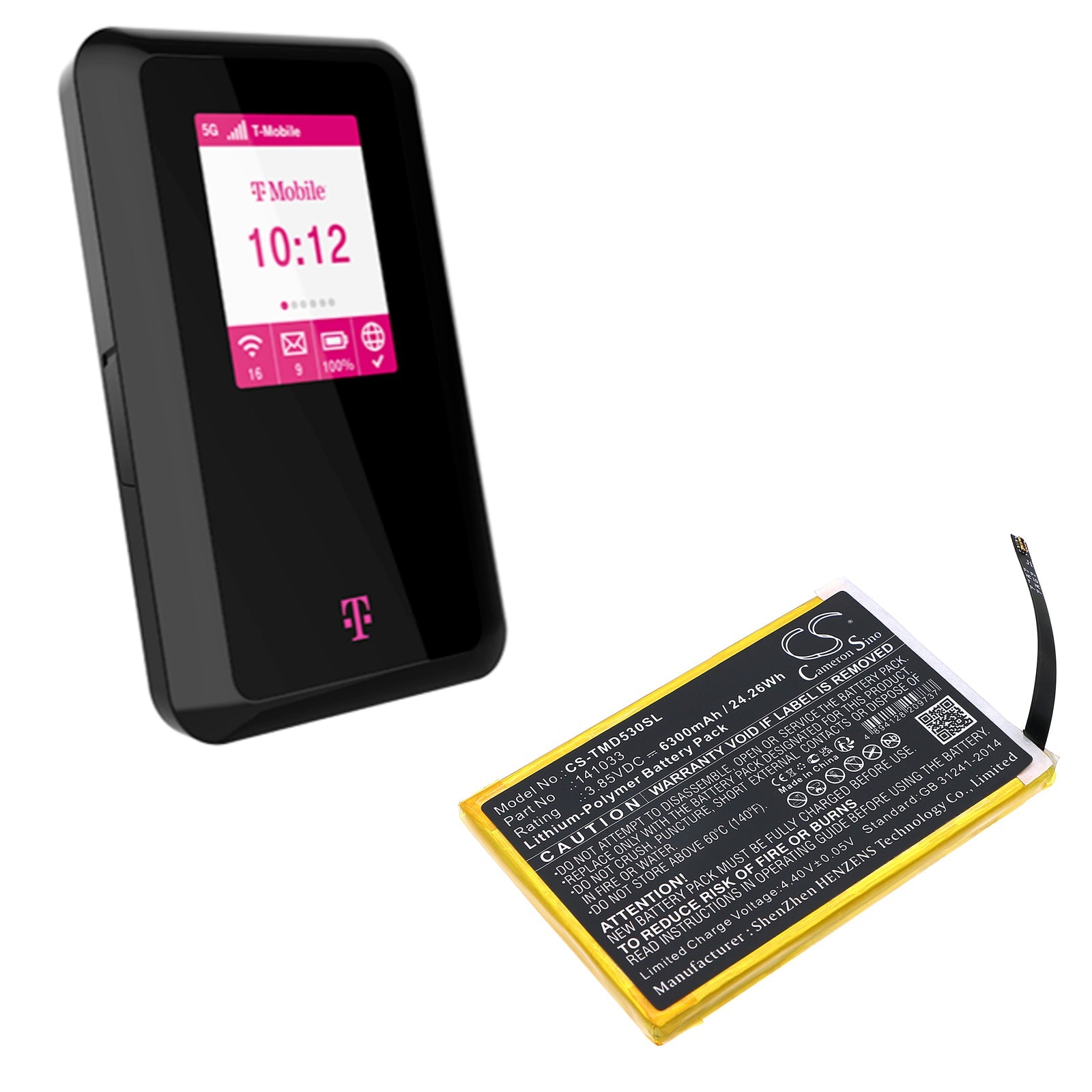 Li-Polymer, Hotspot Battery fits T-mobile D53, 3.85V, 6300mAh Hotspot Cameron Sino Technology Limited