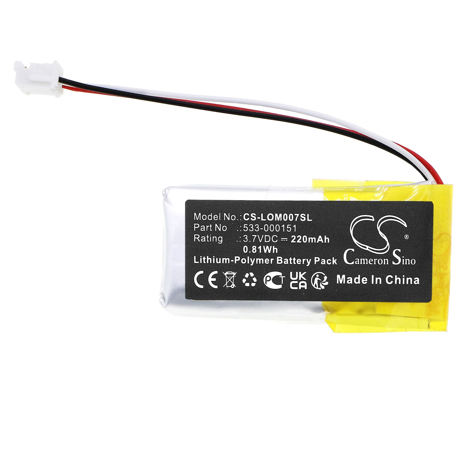 Li-Polymer, Keyboard,Mouse Battery fits Logitech G Pro, G Pro Wireless, 3.7V, 220mAh Keyboard,Mouse Cameron Sino Technology Limited