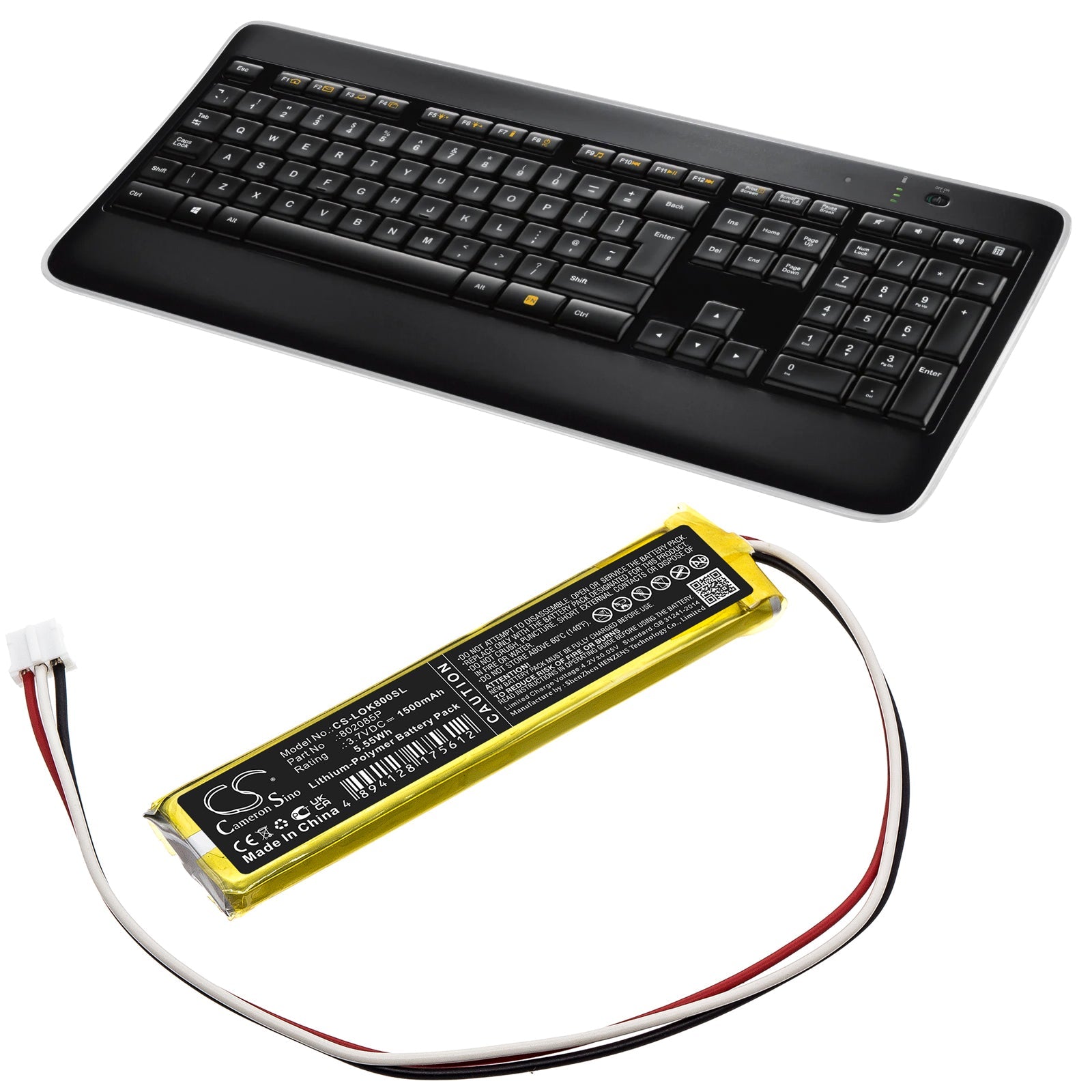 Li-Polymer, Keyboard,Mouse Battery fits Logitech K800, 3.7V, 1500mAh Keyboard,Mouse Cameron Sino Technology Limited