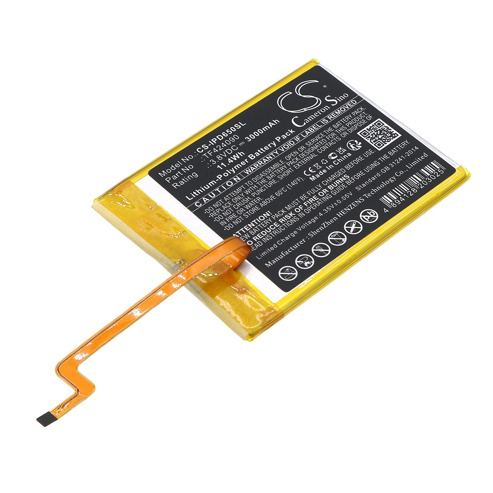 Li-Polymer, Media Player Battery fits Apple Ipod Video 5th 5.5 Gen 60gb, Ipod Video 5th 5.5 Gen 80gb If, 3.8V, 3000mAh Media Player Cameron Sino Technology Limited