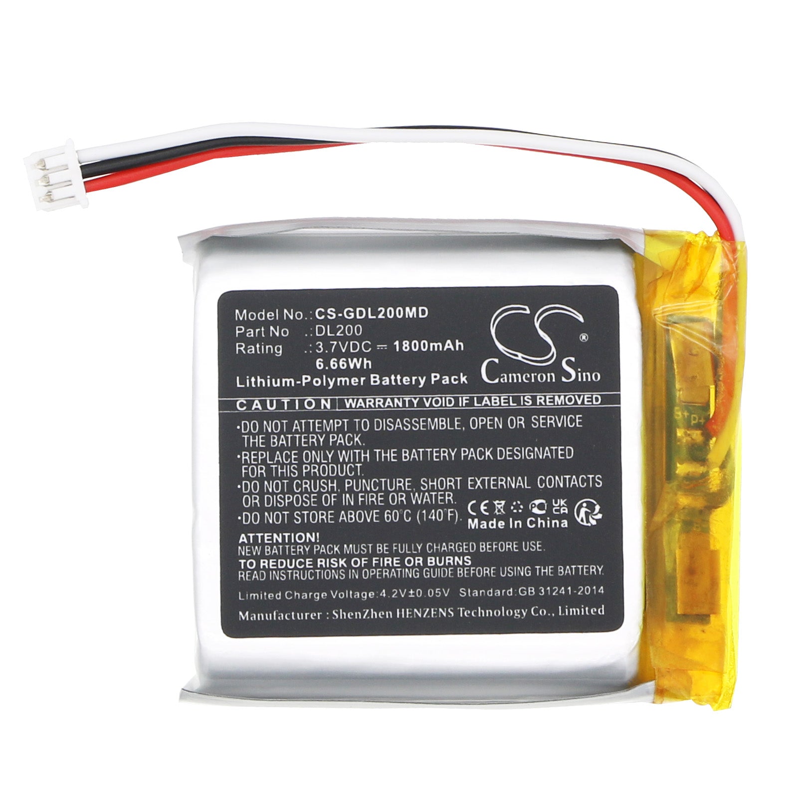 Li-Polymer, Medical Battery fits 3gen Dermlite Dl200, Dl2, 3.7V, 1800mAh Medical Cameron Sino Technology Limited