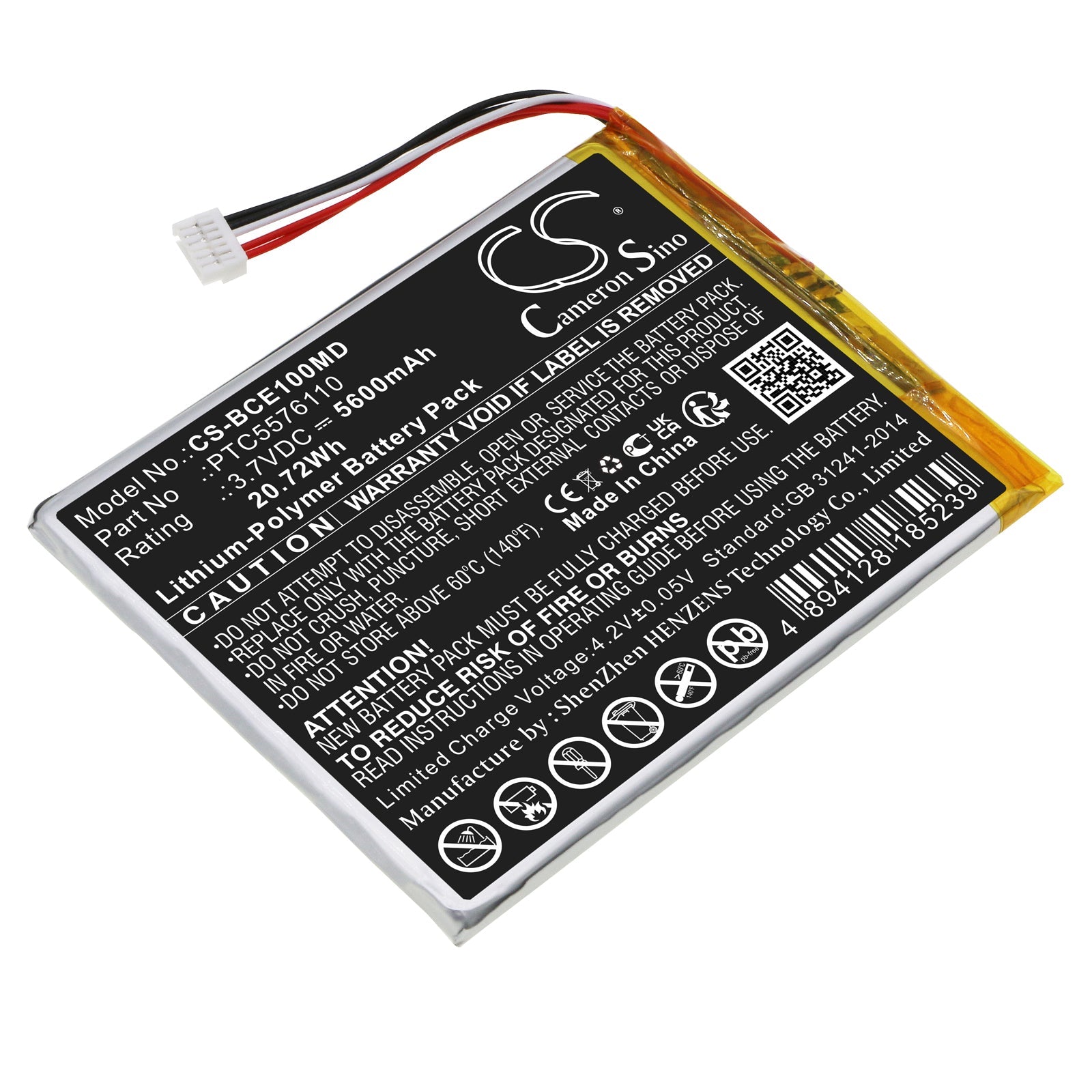 Li-Polymer, Medical Battery fits Biocare Ie10, 3.7V, 5600mAh Medical Cameron Sino Technology Limited