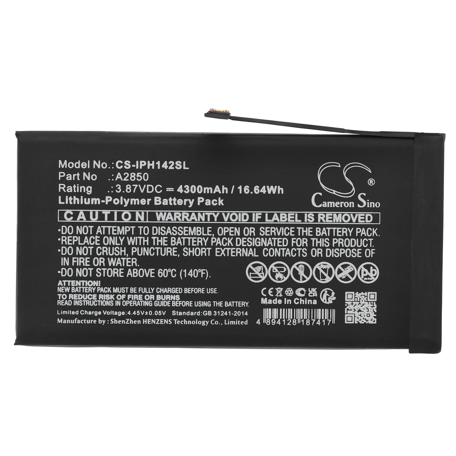 Li-Polymer, Mobile, SmartPhone Battery fits Apple Iphone 14 Plus, 3.87V, 4300mAh Mobile, SmartPhone Cameron Sino Technology Limited