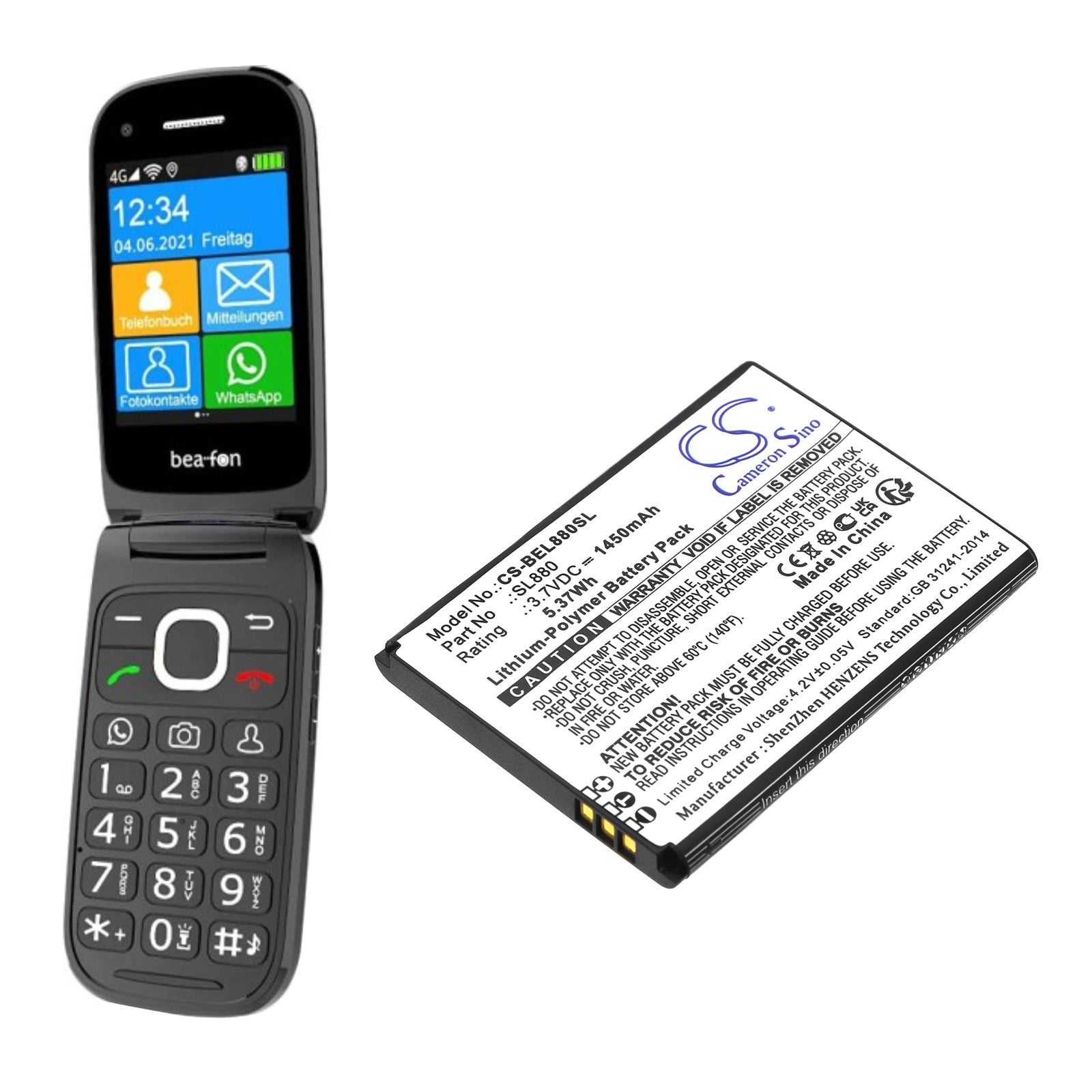 Li-Polymer, Mobile, SmartPhone Battery fits Bea-fon Sl800 4g, Sl880 Touch, 3.7V, 1450mAh Mobile, SmartPhone Cameron Sino Technology Limited