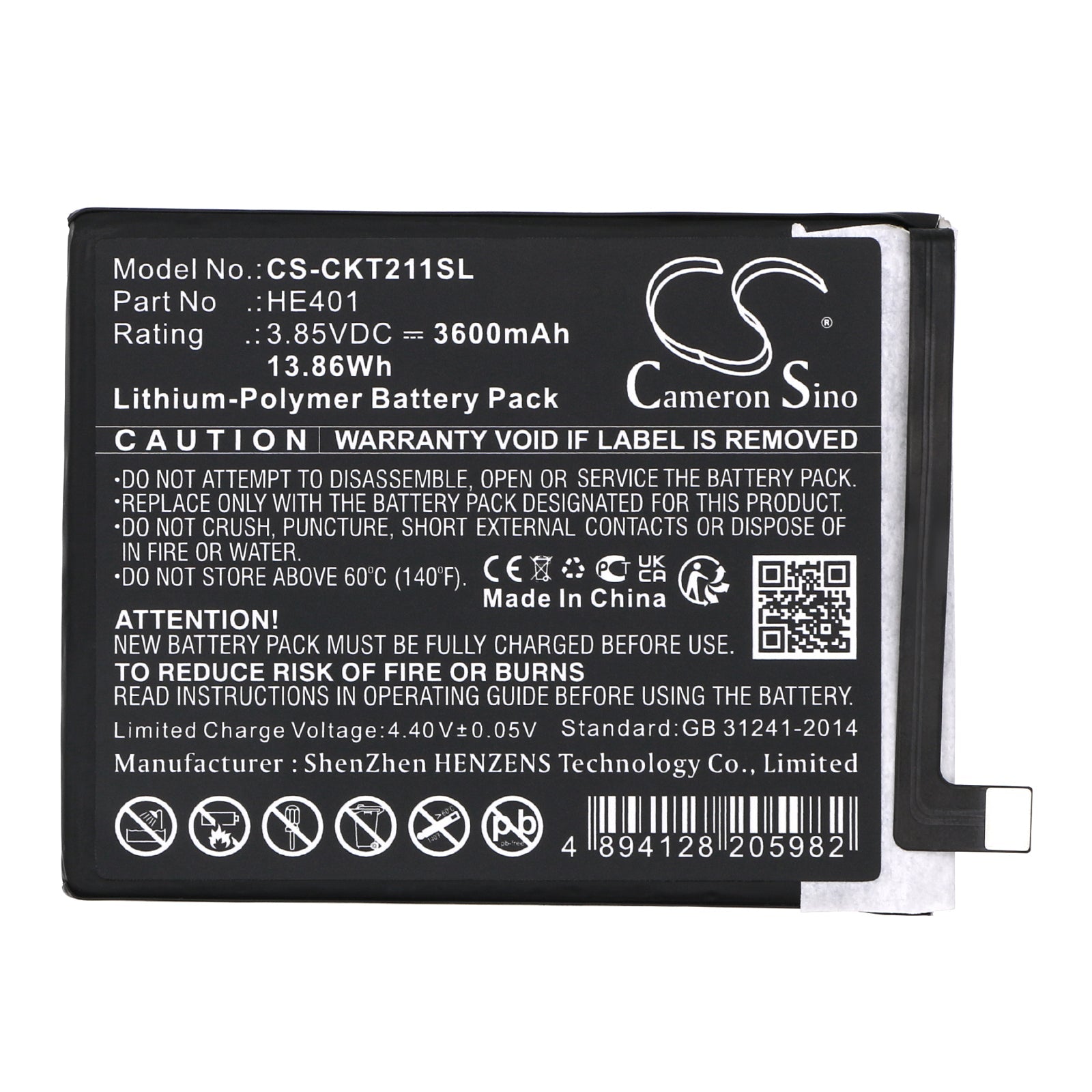 Li-Polymer, Mobile, SmartPhone Battery fits Cricket Ec211002, Ec211003, 3.85V, 3600mAh Mobile, SmartPhone Cameron Sino Technology Limited