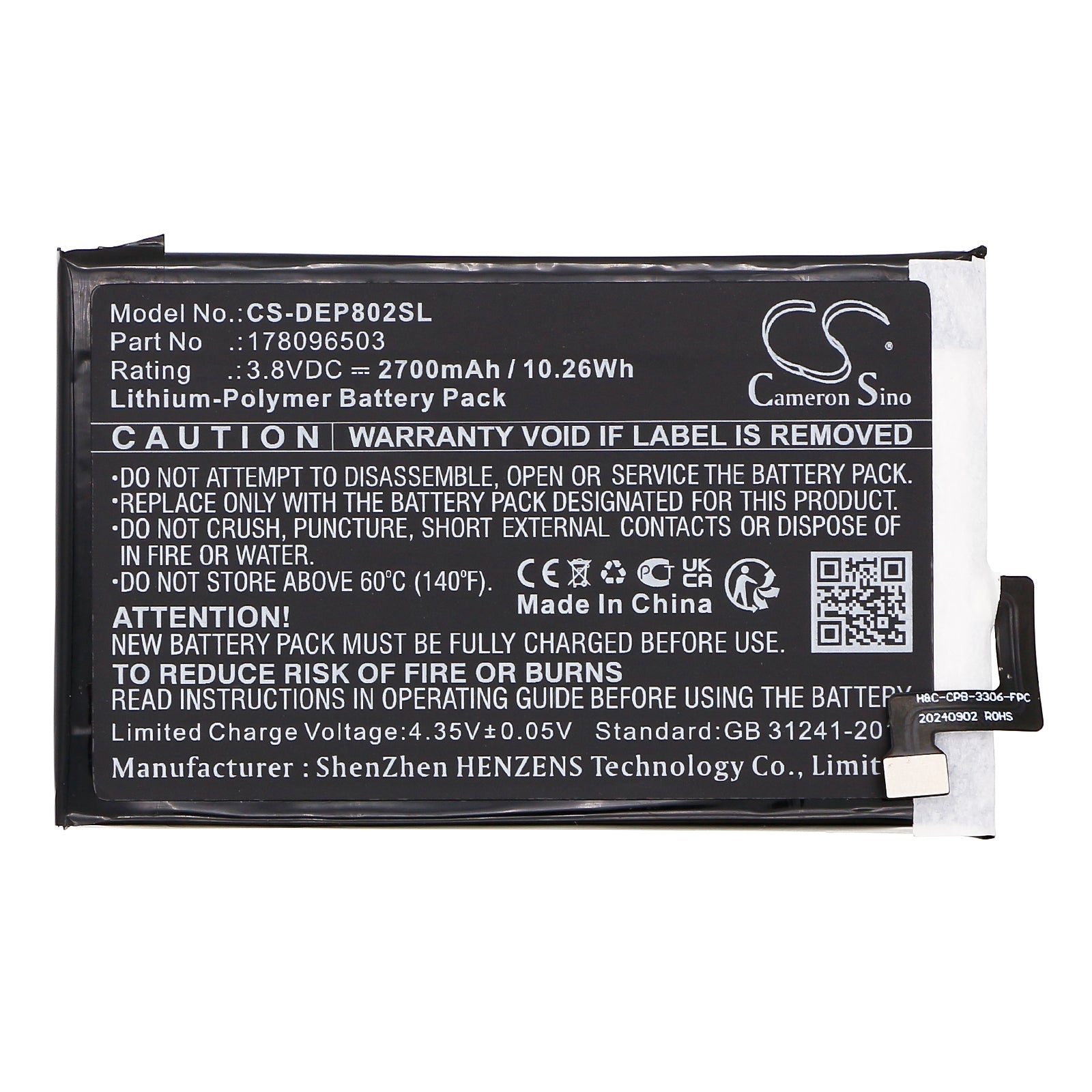 Li-Polymer, Mobile, SmartPhone Battery fits Doro 8020x, 8020x Lte, 3.8V, 2700mAh Mobile, SmartPhone Cameron Sino Technology Limited