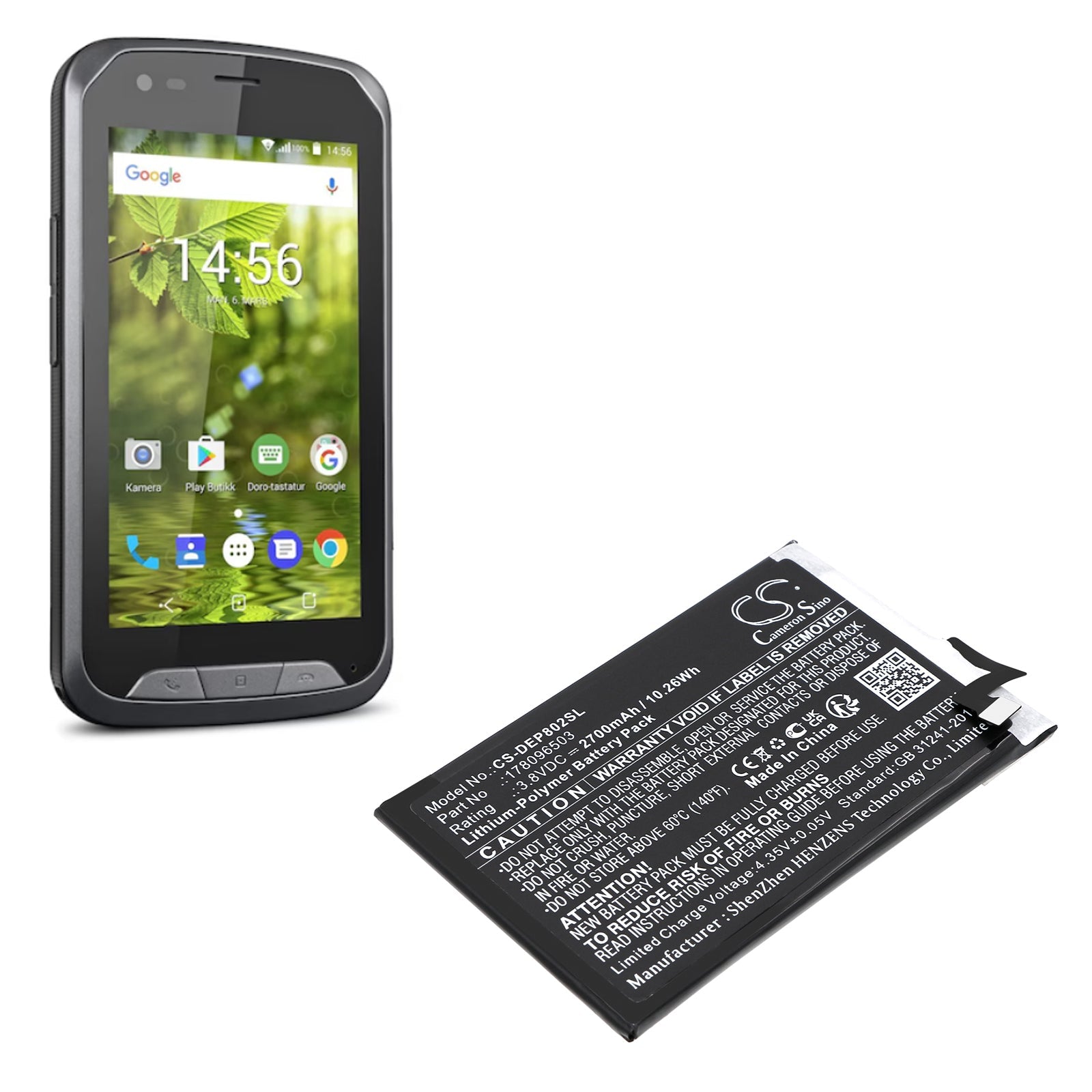 Li-Polymer, Mobile, SmartPhone Battery fits Doro 8020x, 8020x Lte, 3.8V, 2700mAh Mobile, SmartPhone Cameron Sino Technology Limited