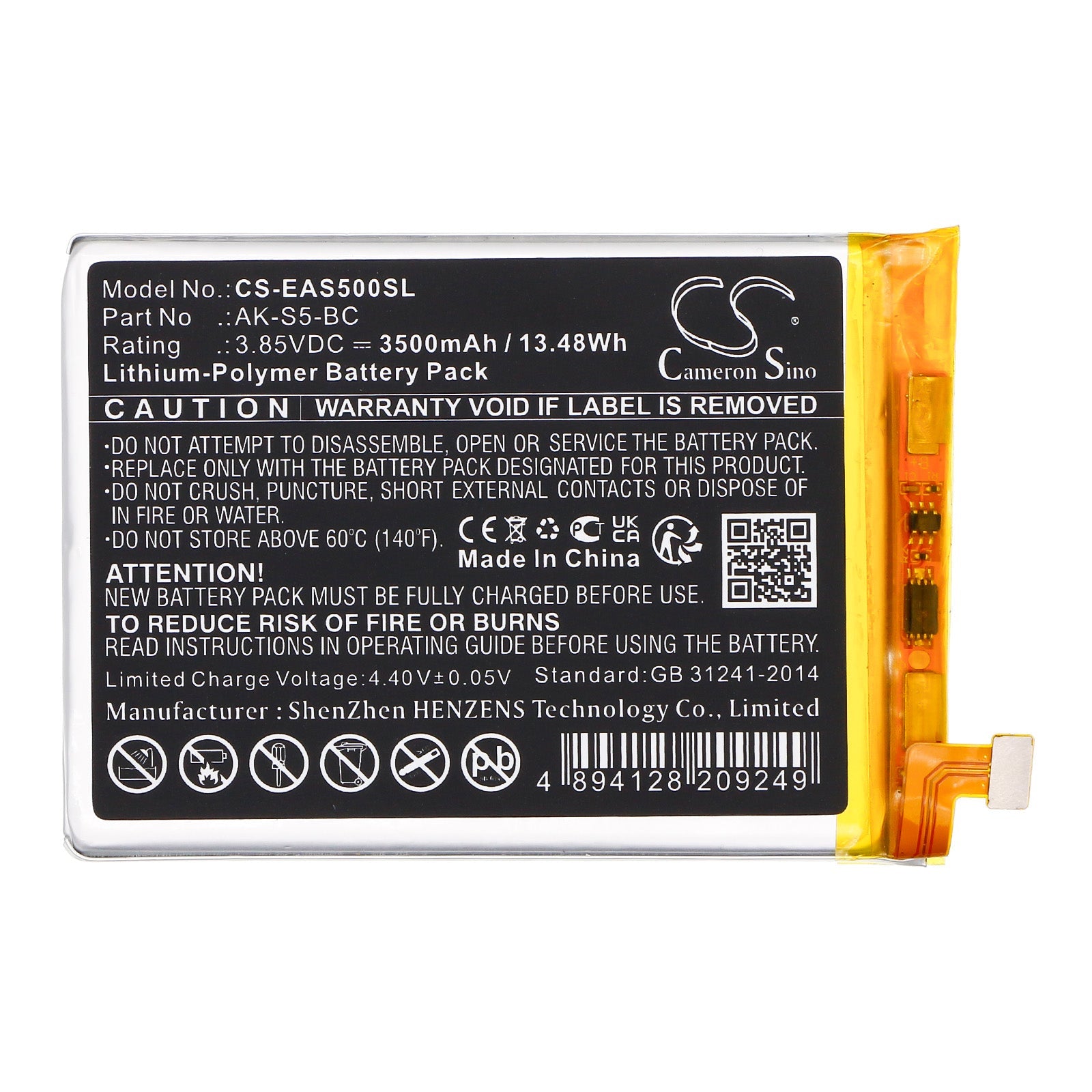Li-Polymer, Mobile, SmartPhone Battery fits Emporia Ems5, Smart 5, 3.85V, 3500mAh Mobile, SmartPhone Cameron Sino Technology Limited