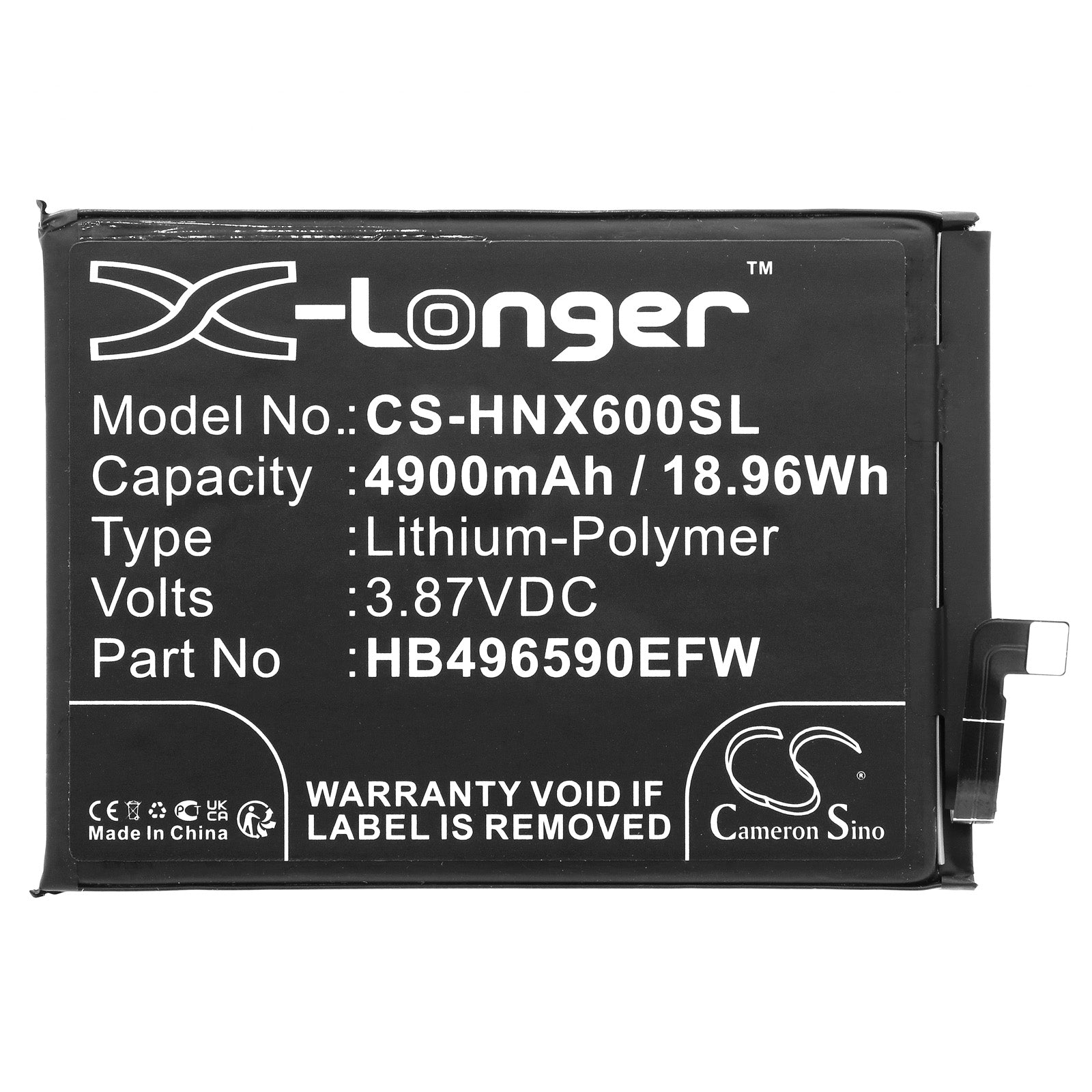 Li-Polymer, Mobile, SmartPhone Battery fits Honor 90 Lite 5g 2023, Changwan 20, 3.87V, 4900mAh Mobile, SmartPhone Cameron Sino Technology Limited