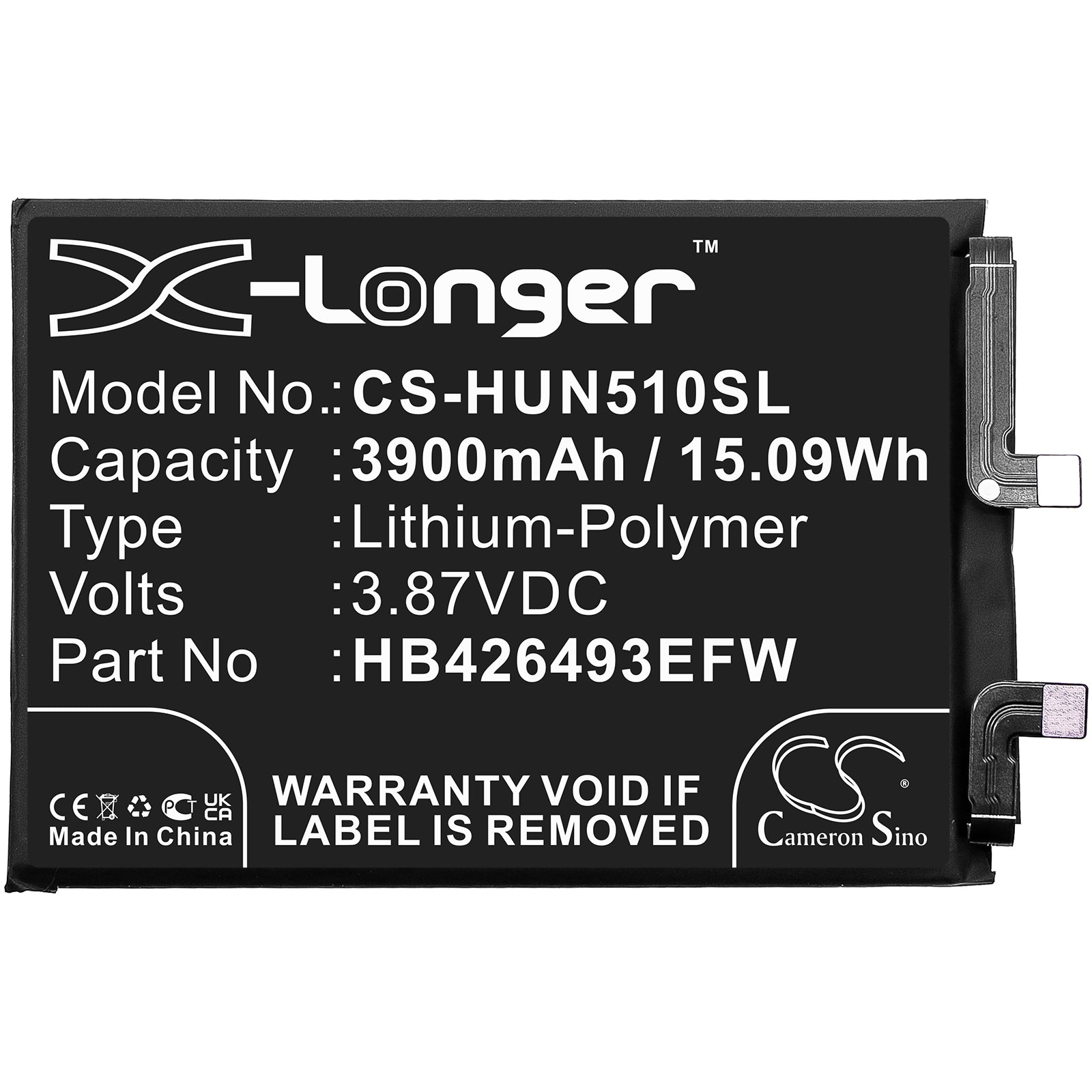 Li-Polymer, Mobile, SmartPhone Battery fits Huawei Honor 50 Se, Honor 50 Se 5g, 3.87V, 3900mAh Mobile, SmartPhone Cameron Sino Technology Limited