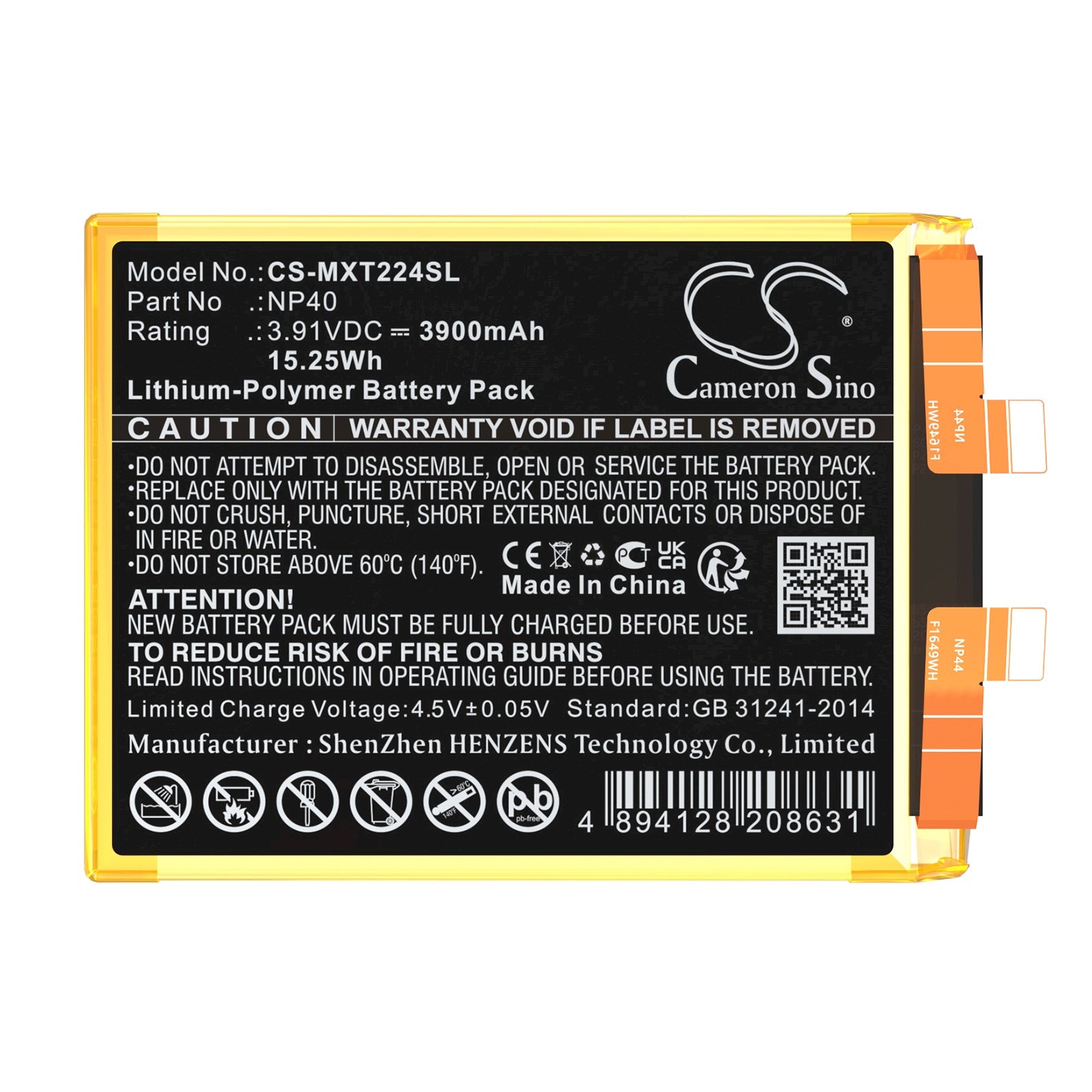 Li-Polymer, Mobile, SmartPhone Battery fits Motorola Edge 30 Neo, Xt2245, 3.91V, 3900mAh Mobile & SmartPhone Cameron Sino Technology Limited