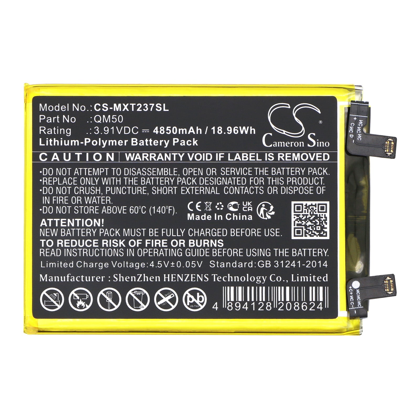 Li-Polymer, Mobile, SmartPhone Battery fits Motorola Edge 40 Neo, Xt2307-1, 3.91V, 4850mAh Mobile & SmartPhone Cameron Sino Technology Limited