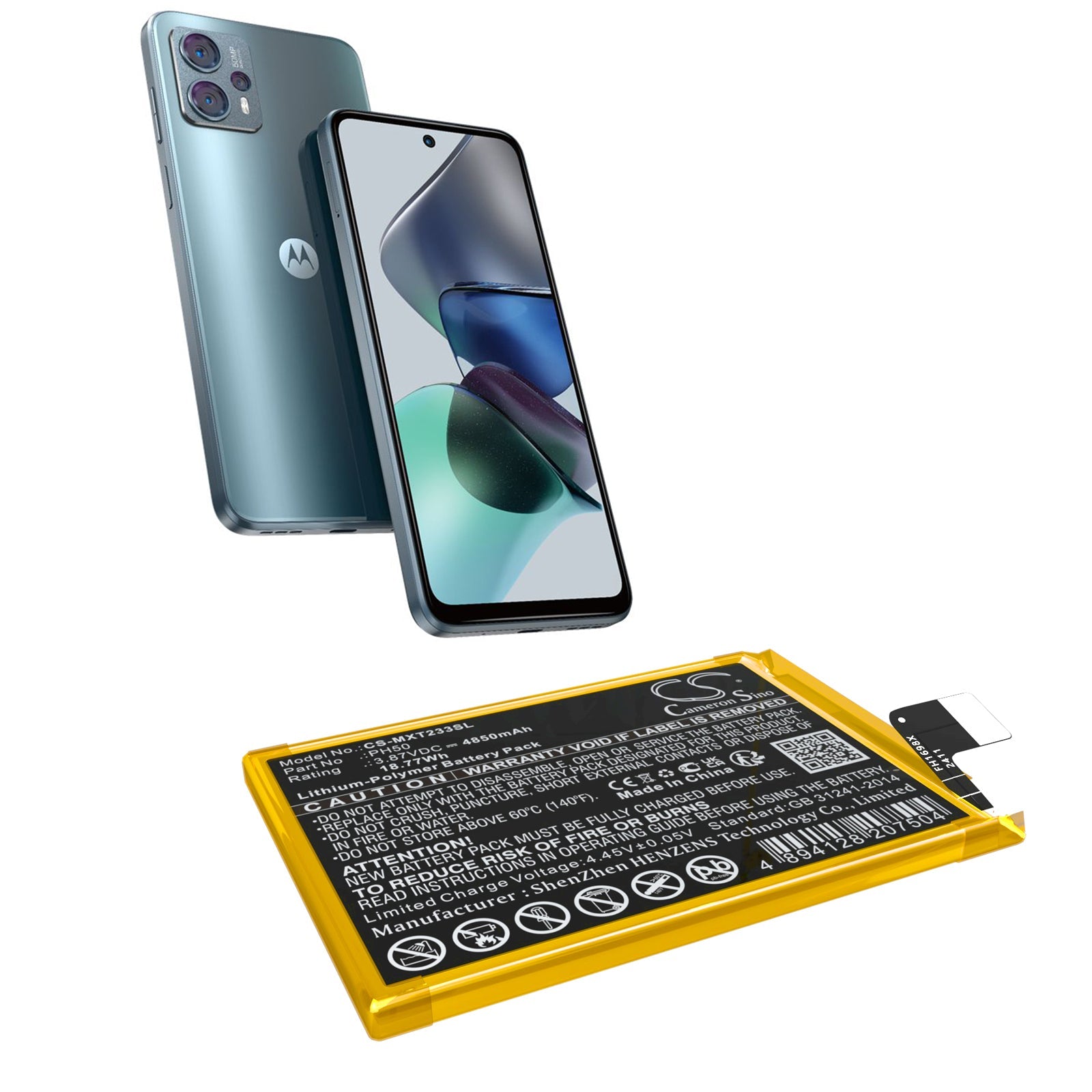 Li-Polymer, Mobile, SmartPhone Battery fits Motorola Moto G23, Xt2333, 3.87V, 4850mAh Mobile & SmartPhone Cameron Sino Technology Limited