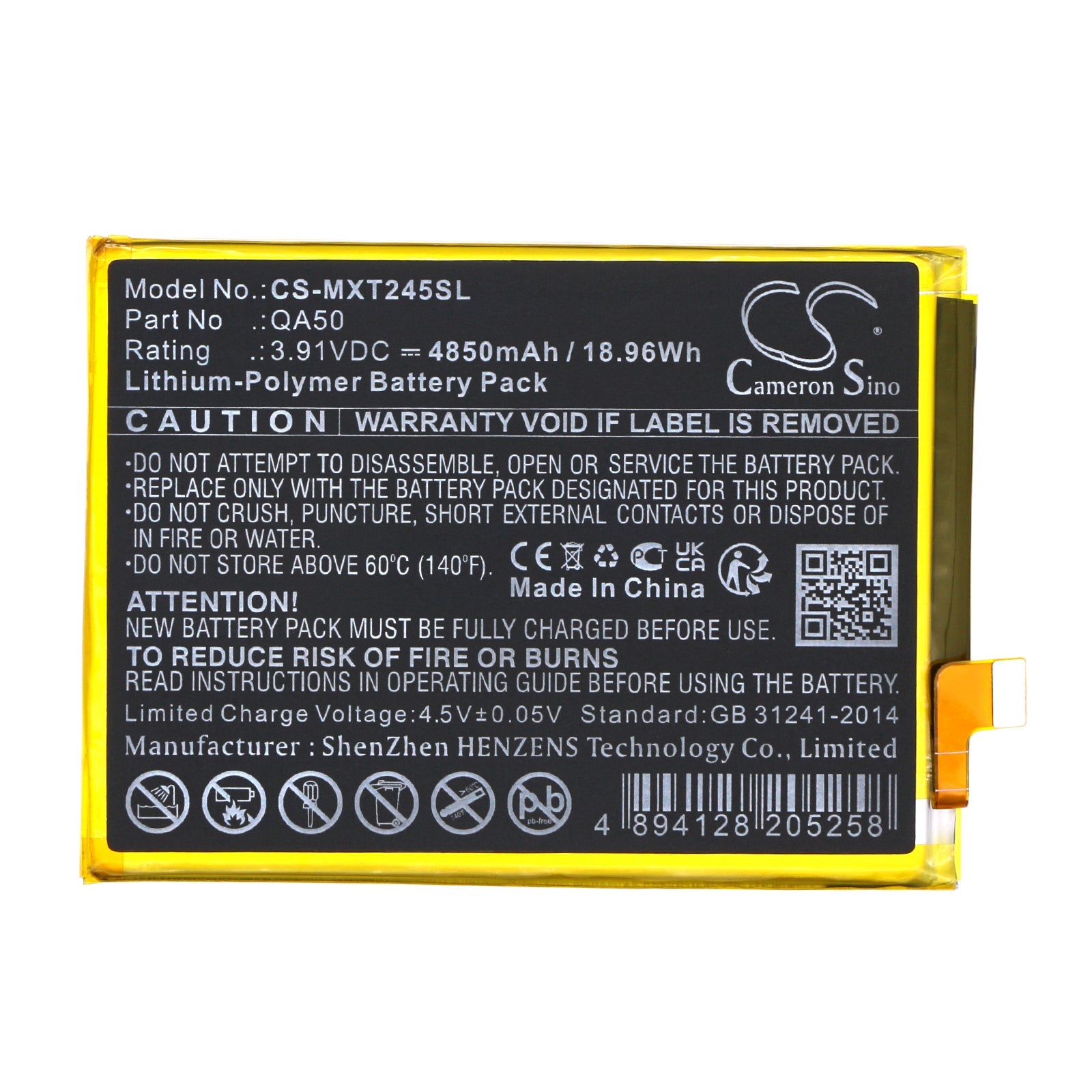 Li-Polymer, Mobile, SmartPhone Battery fits Motorola Moto G24 Power 4g, Moto G24 Power 4g 2024, 3.91V, 4850mAh Mobile & SmartPhone Cameron Sino Technology Limited