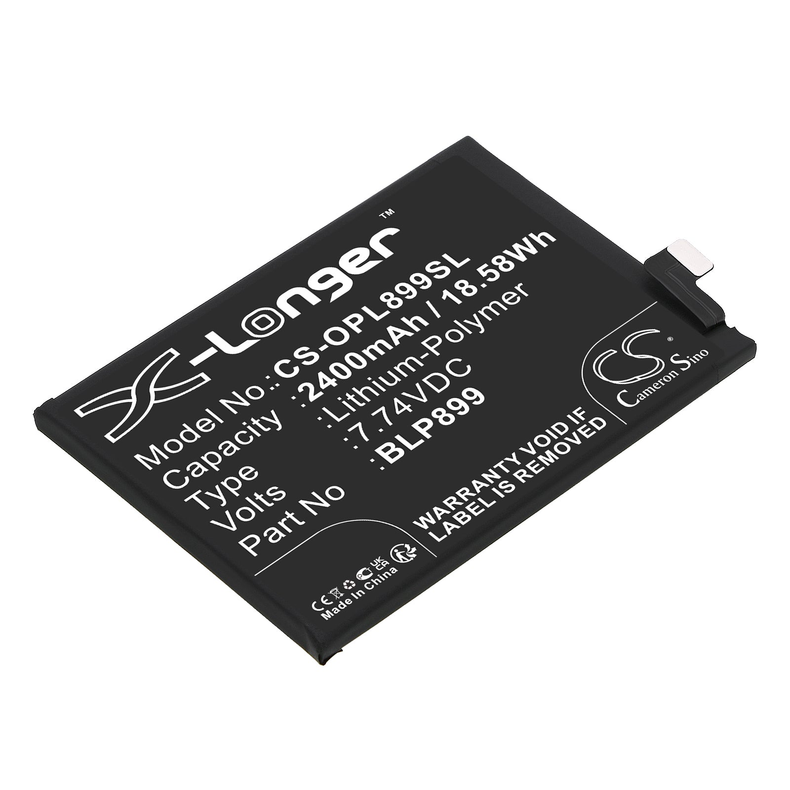Li-Polymer, Mobile, SmartPhone Battery fits Oneplus 10 Pro, 10 Pro 5g, 7.74V, 2400mAh Mobile, SmartPhone Cameron Sino Technology Limited