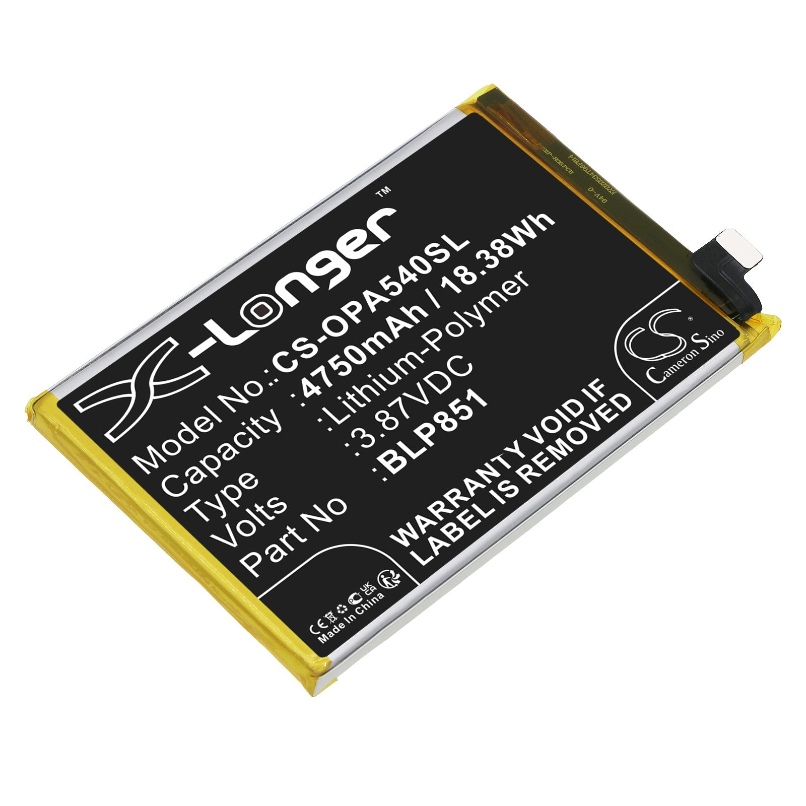 Li-Polymer, Mobile, SmartPhone Battery fits Oppo A54 5g, A74 5g, 3.87V, 4750mAh Mobile, SmartPhone Cameron Sino Technology Limited