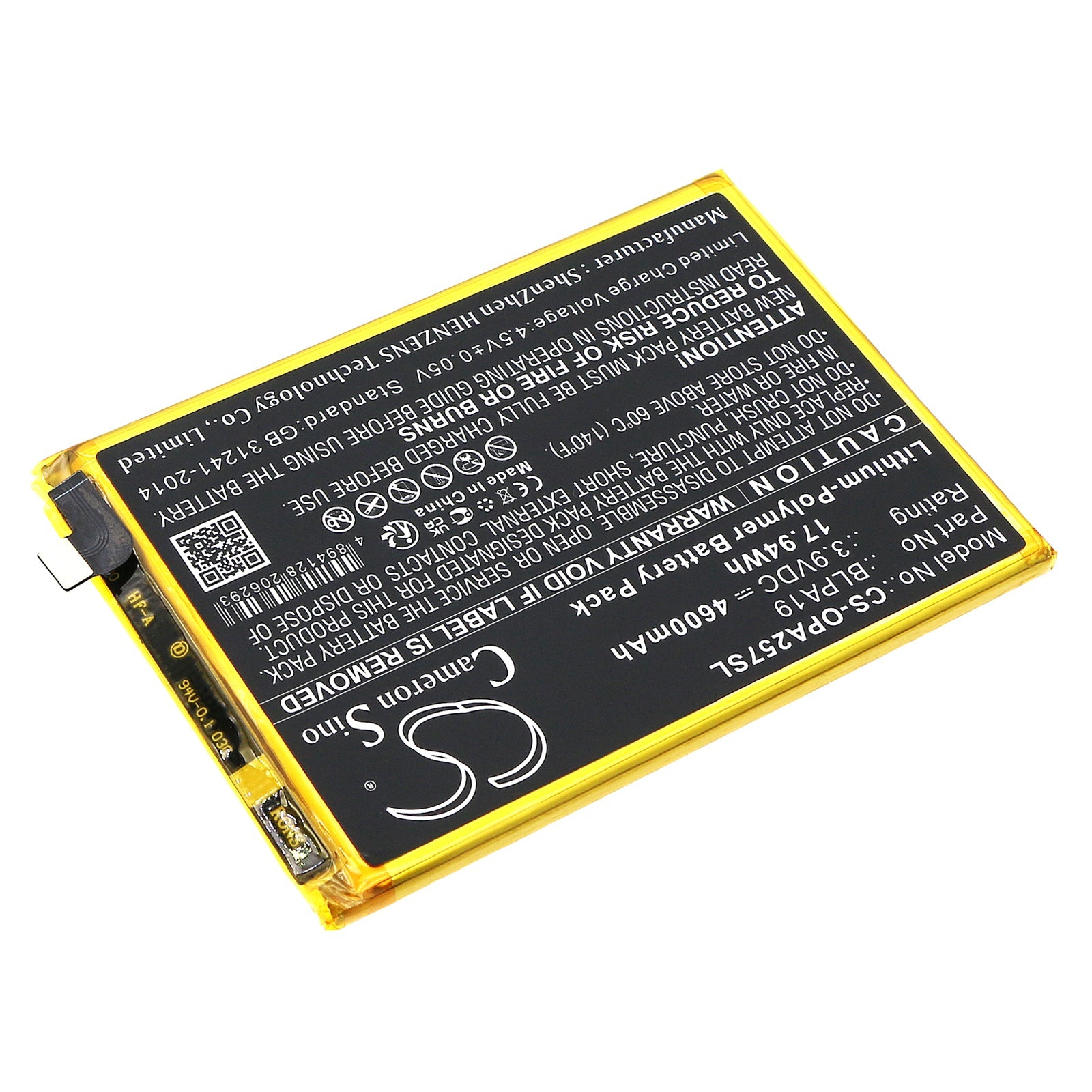 Li-Polymer, Mobile, SmartPhone Battery fits Oppo A58, Cph2577, 3.9V, 4600mAh Mobile, SmartPhone Cameron Sino Technology Limited