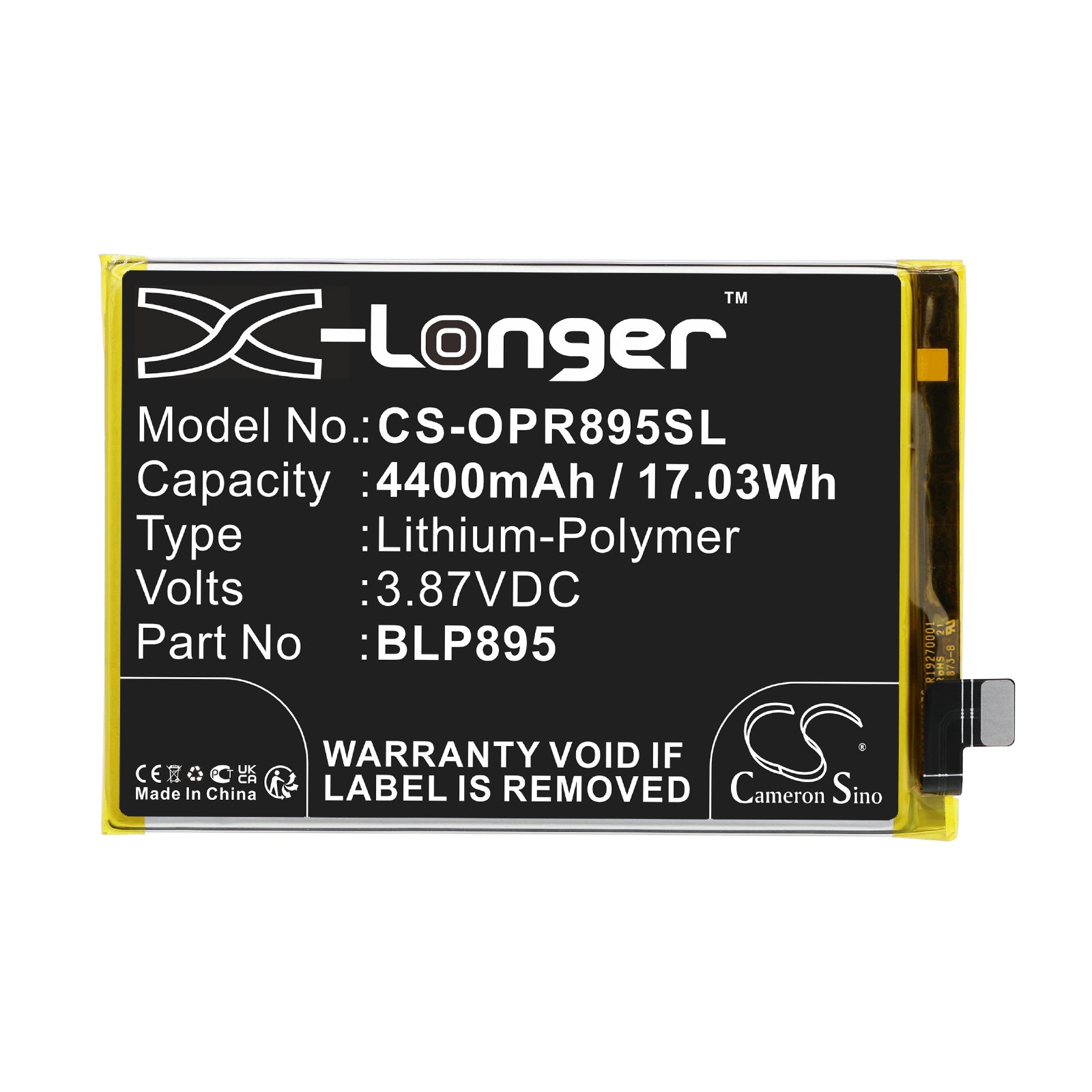 Li-Polymer, Mobile, SmartPhone Battery fits Oppo Pfcm00, Reno7 Se 5g, 3.87V, 4400mAh Mobile, SmartPhone Cameron Sino Technology Limited