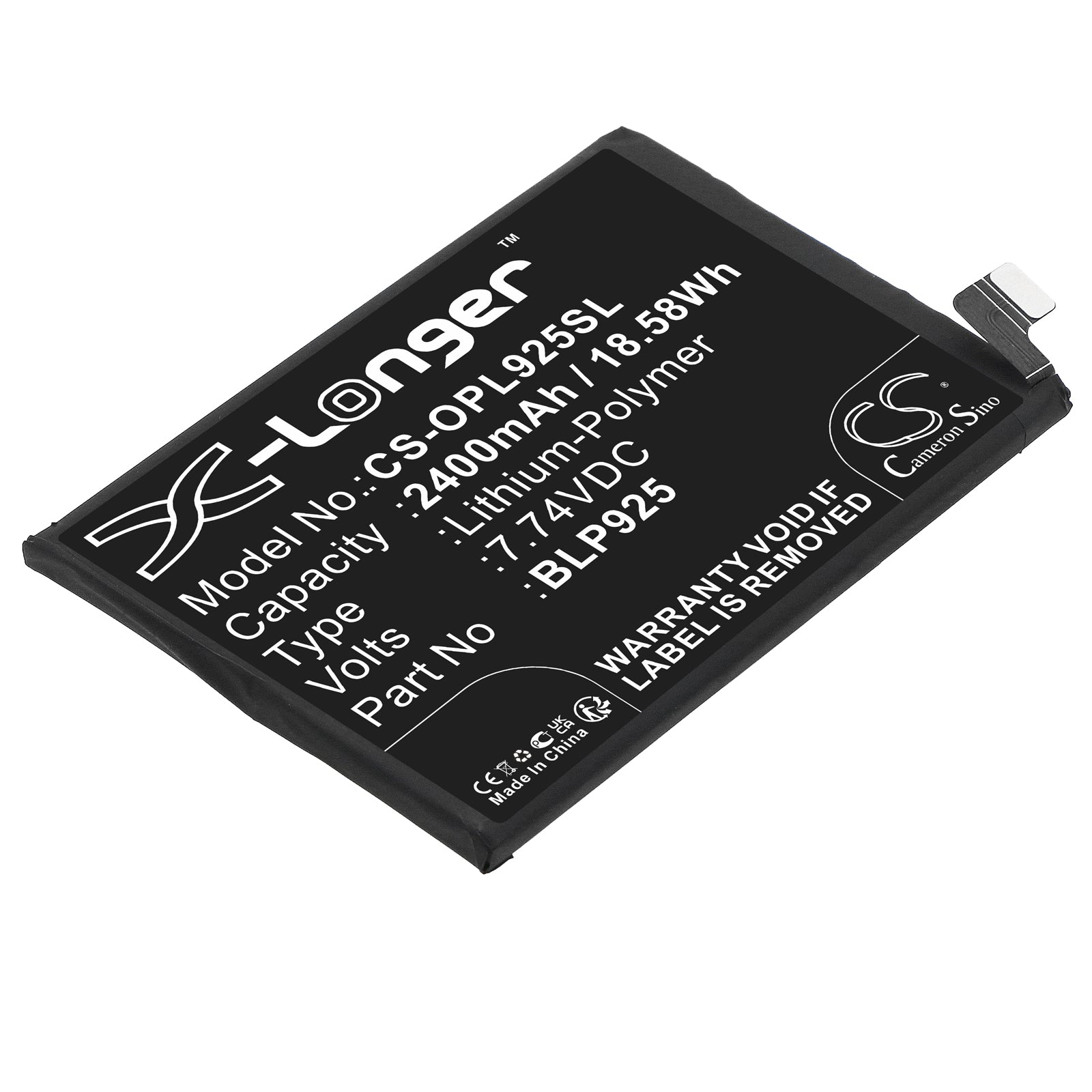 Li-Polymer, Mobile, SmartPhone Battery fits Oppo Realme Gt Neo 3 5g 2022 150w, Rmx3562, 7.74V, 2400mAh Mobile, SmartPhone Cameron Sino Technology Limited