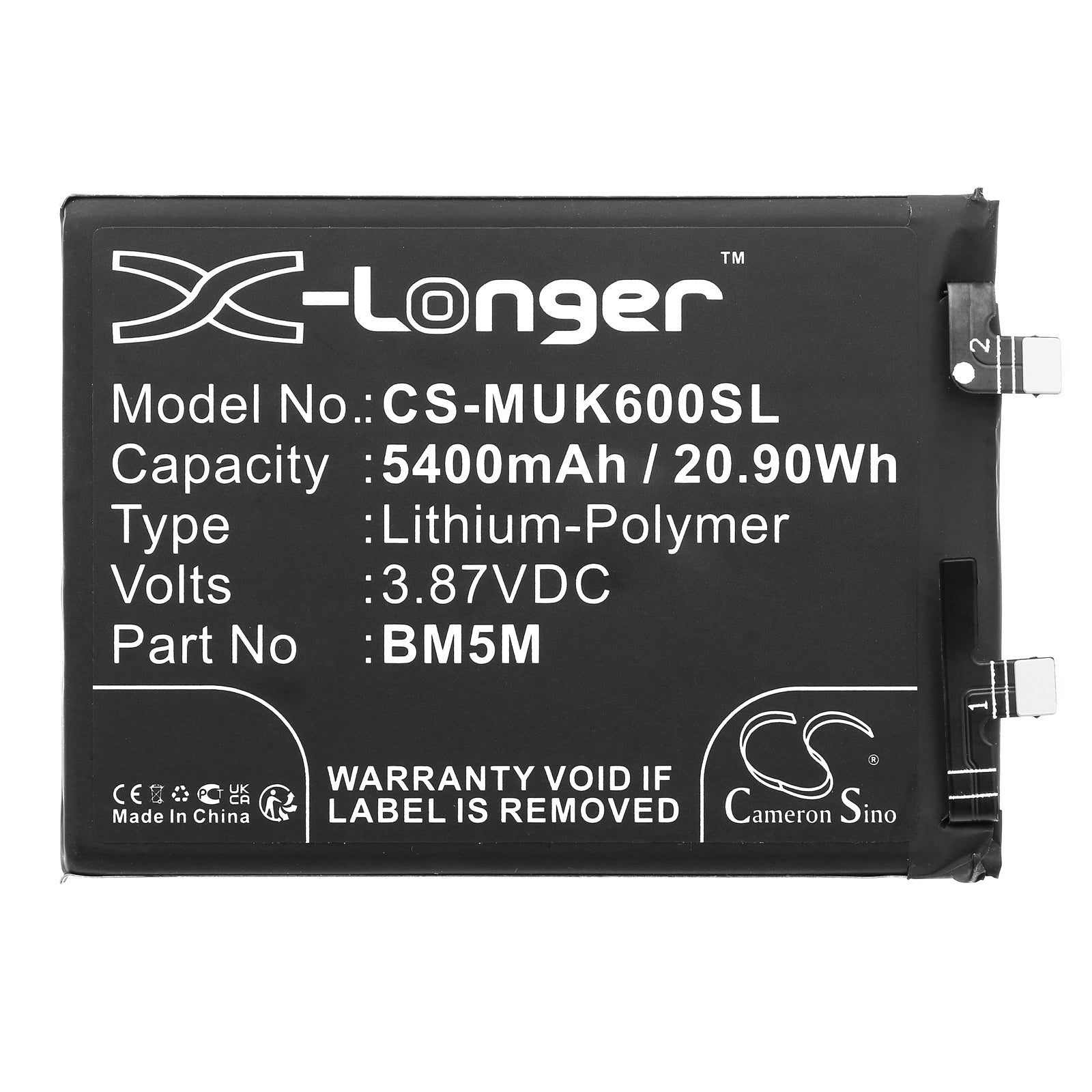 Li-Polymer, Mobile, SmartPhone Battery fits Redmi K60, 3.87V, 5400mAh Mobile, SmartPhone Cameron Sino Technology Limited