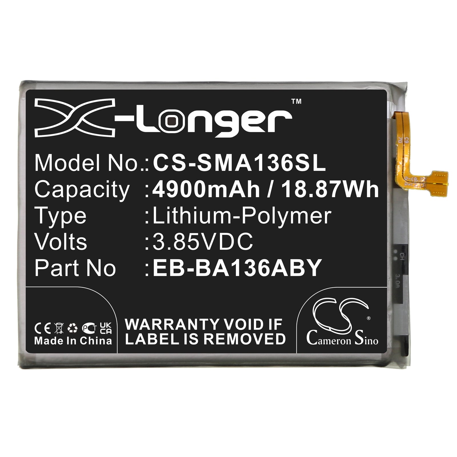Li-Polymer, Mobile, SmartPhone Battery fits Samsung Galaxy A13 5g, Sm-a136a, 3.85V, 4900mAh Mobile & SmartPhone Cameron Sino Technology Limited