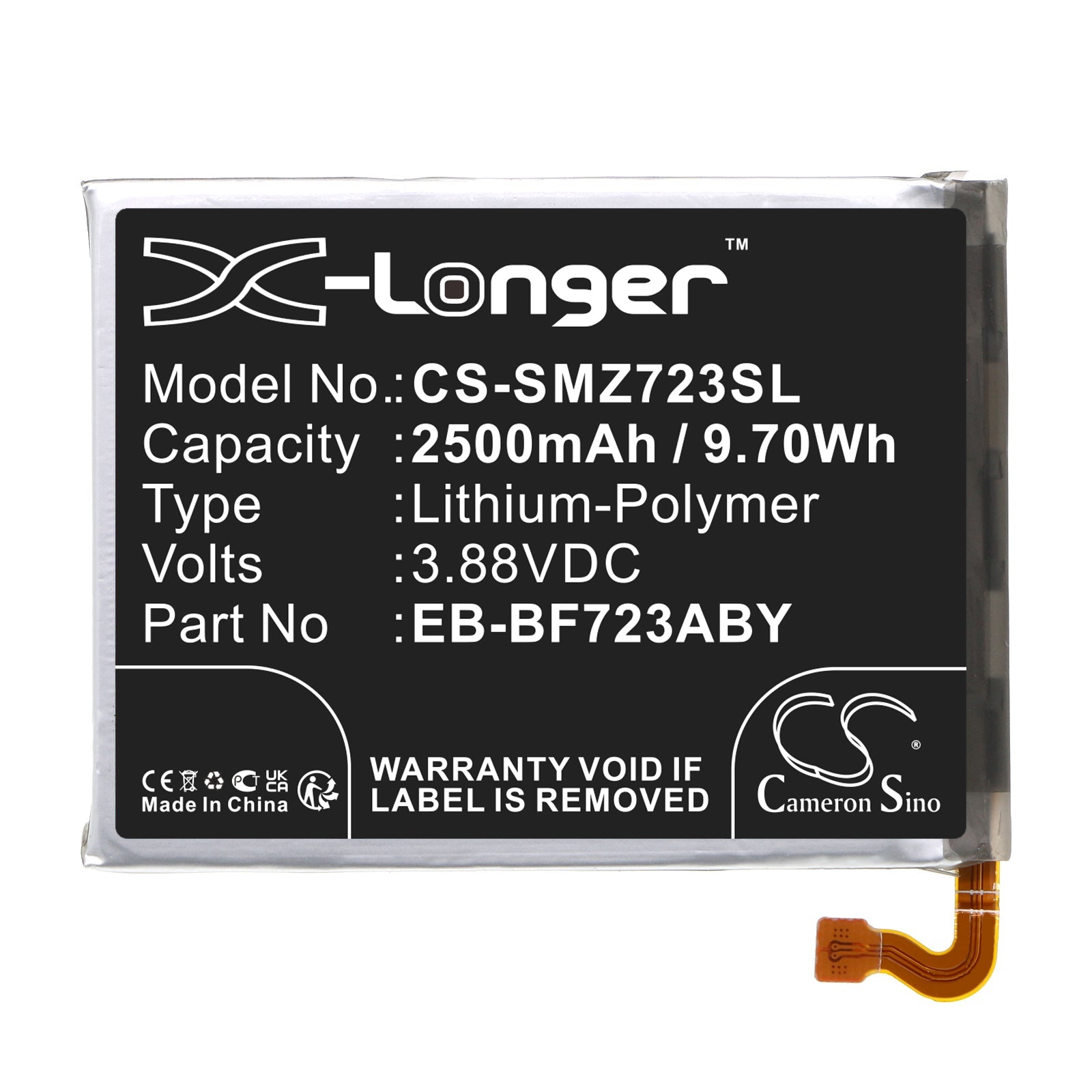 Li-Polymer, Mobile, SmartPhone Battery fits Samsung Galaxy Z Flip 4, Galaxy Z Flip 4 5g Uw, 3.88V, 2500mAh Mobile & SmartPhone Cameron Sino Technology Limited