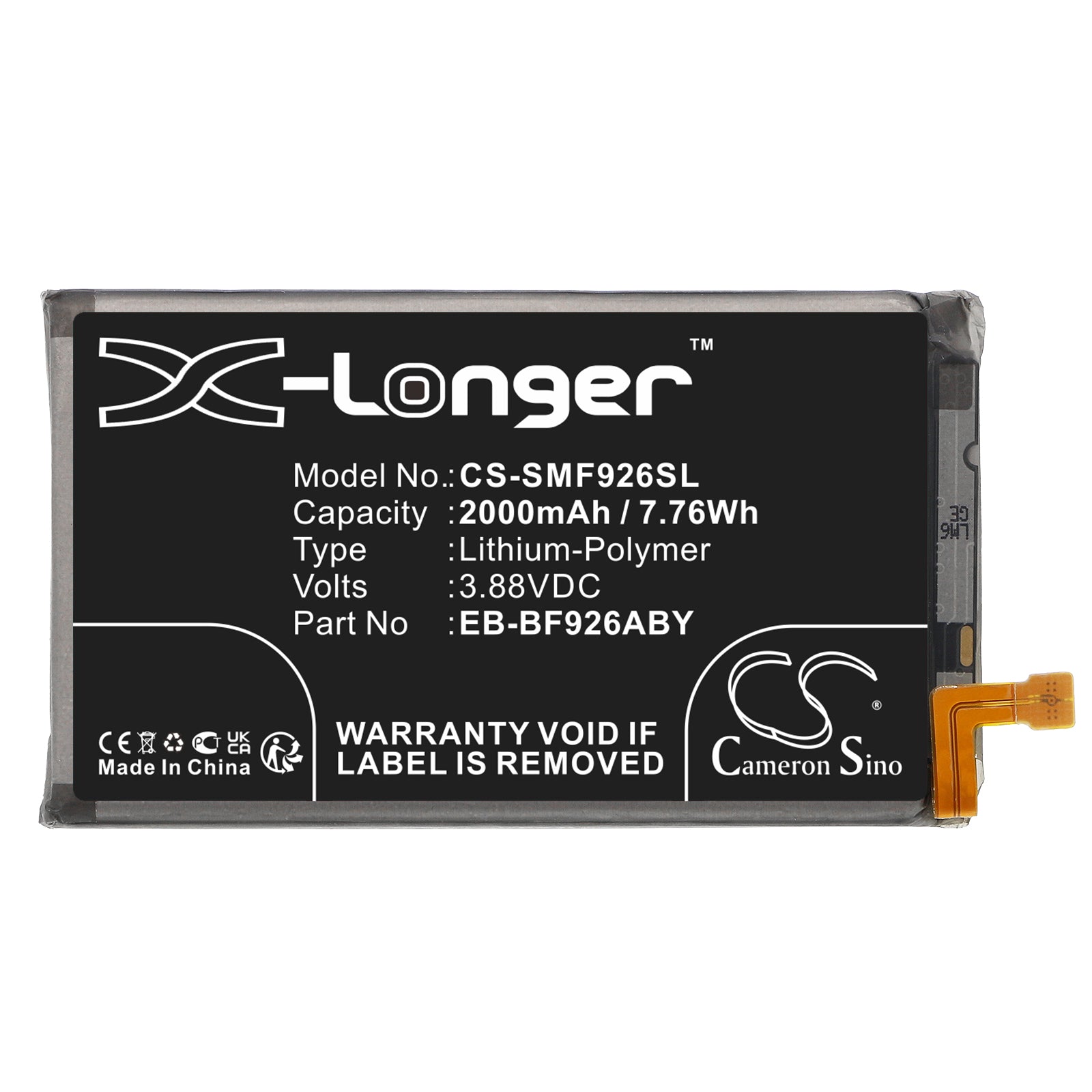 Li-Polymer, Mobile, SmartPhone Battery fits Samsung Galaxy Z Fold 3 5g, Galaxy Z Fold3, 3.88V, 2000mAh Mobile & SmartPhone Cameron Sino Technology Limited