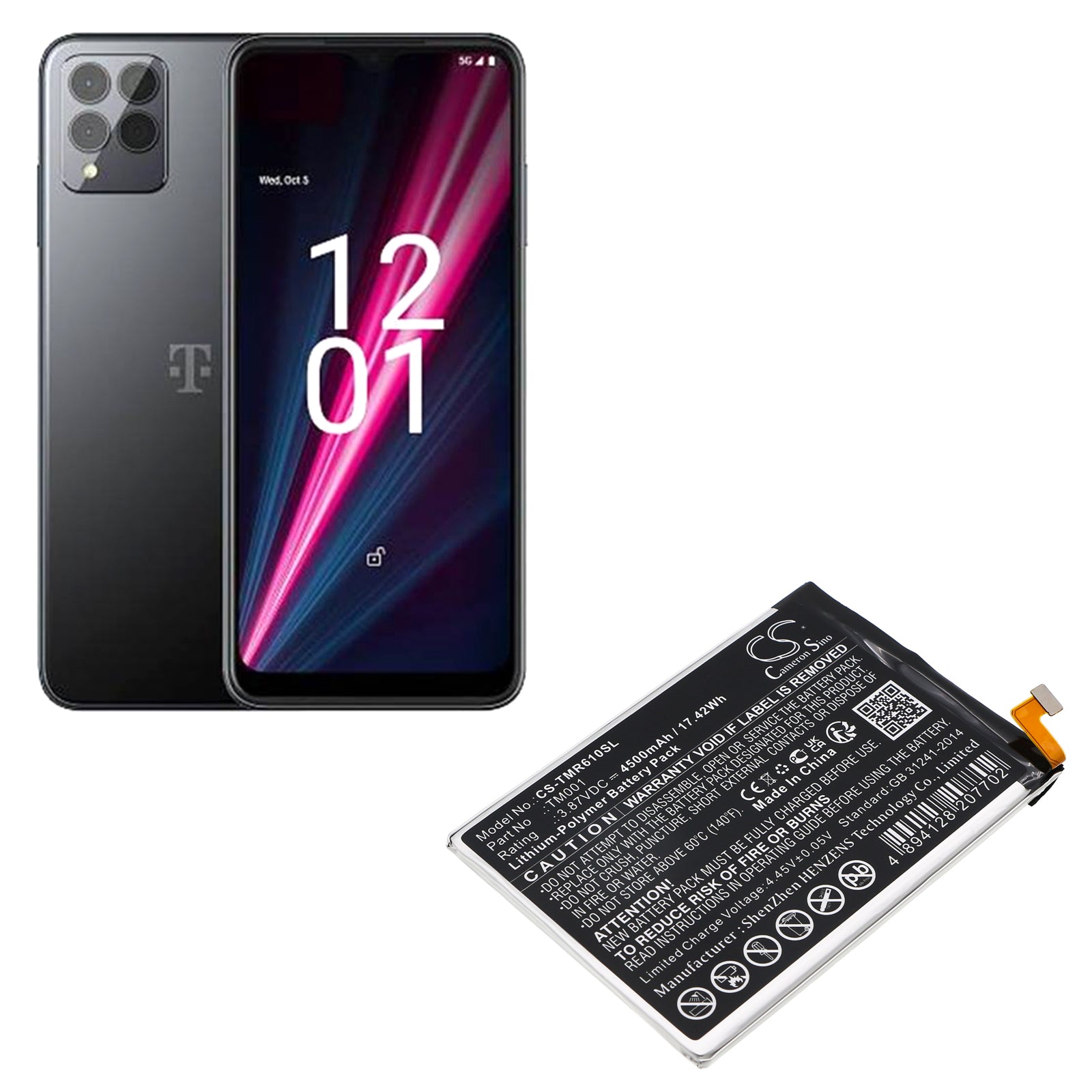 Li-Polymer, Mobile, SmartPhone Battery fits T-mobile Revvl 6 Pro 5g, Revvl V Plus 5g, 3.87V, 4500mAh Mobile, SmartPhone Cameron Sino Technology Limited