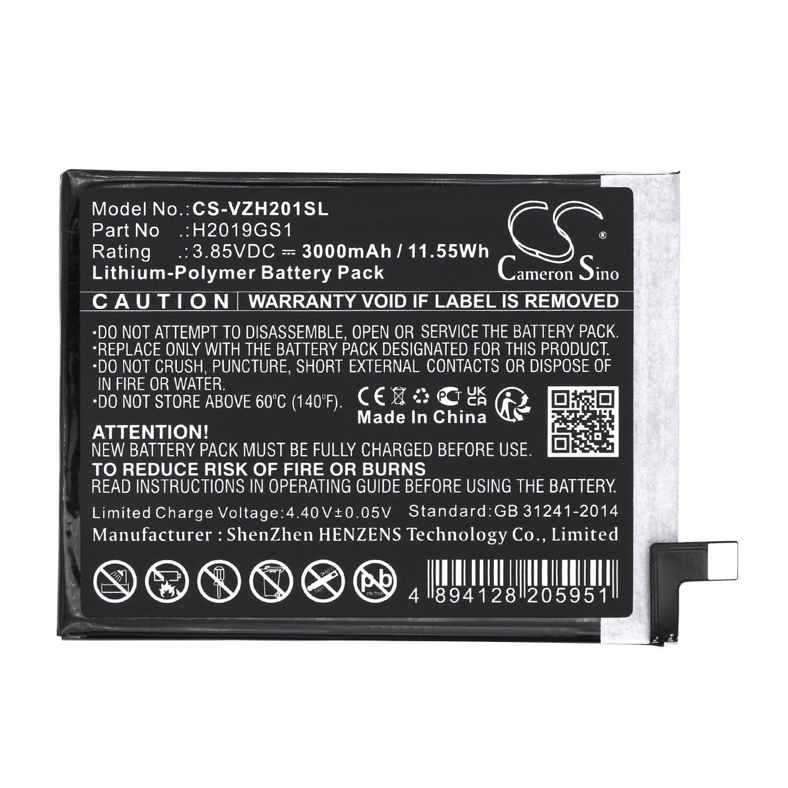 Li-Polymer, Mobile, SmartPhone Battery fits Verizon H2019gs1, Hot Pepper Ghost, 3.85V, 3000mAh Mobile, SmartPhone Cameron Sino Technology Limited
