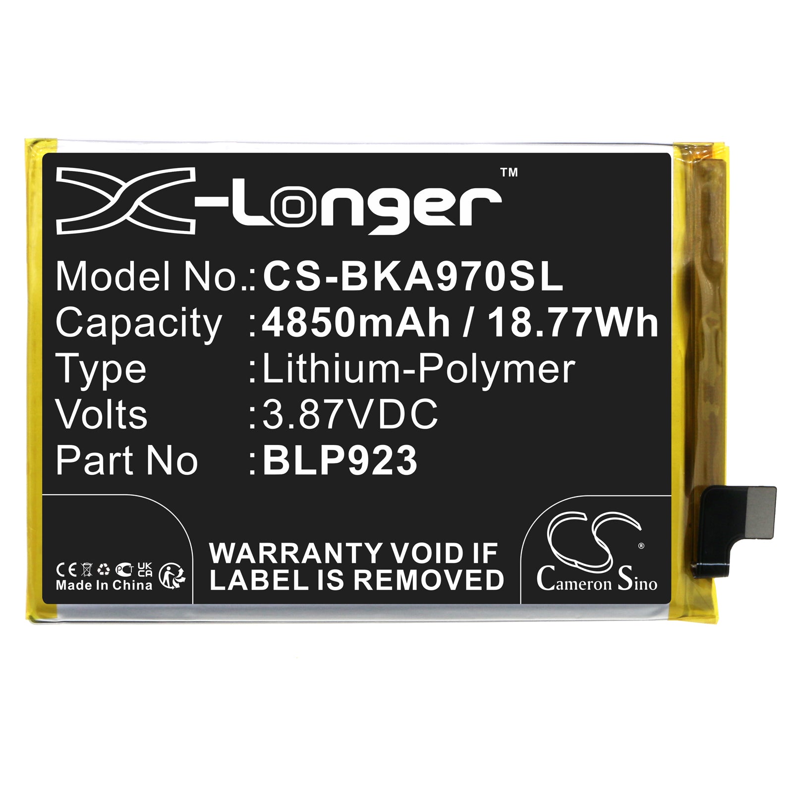 Li-Polymer, Mobile, SmartPhone Battery fits Vivo A97 5g, Pftm10, 3.87V, 4850mAh Mobile, SmartPhone Cameron Sino Technology Limited