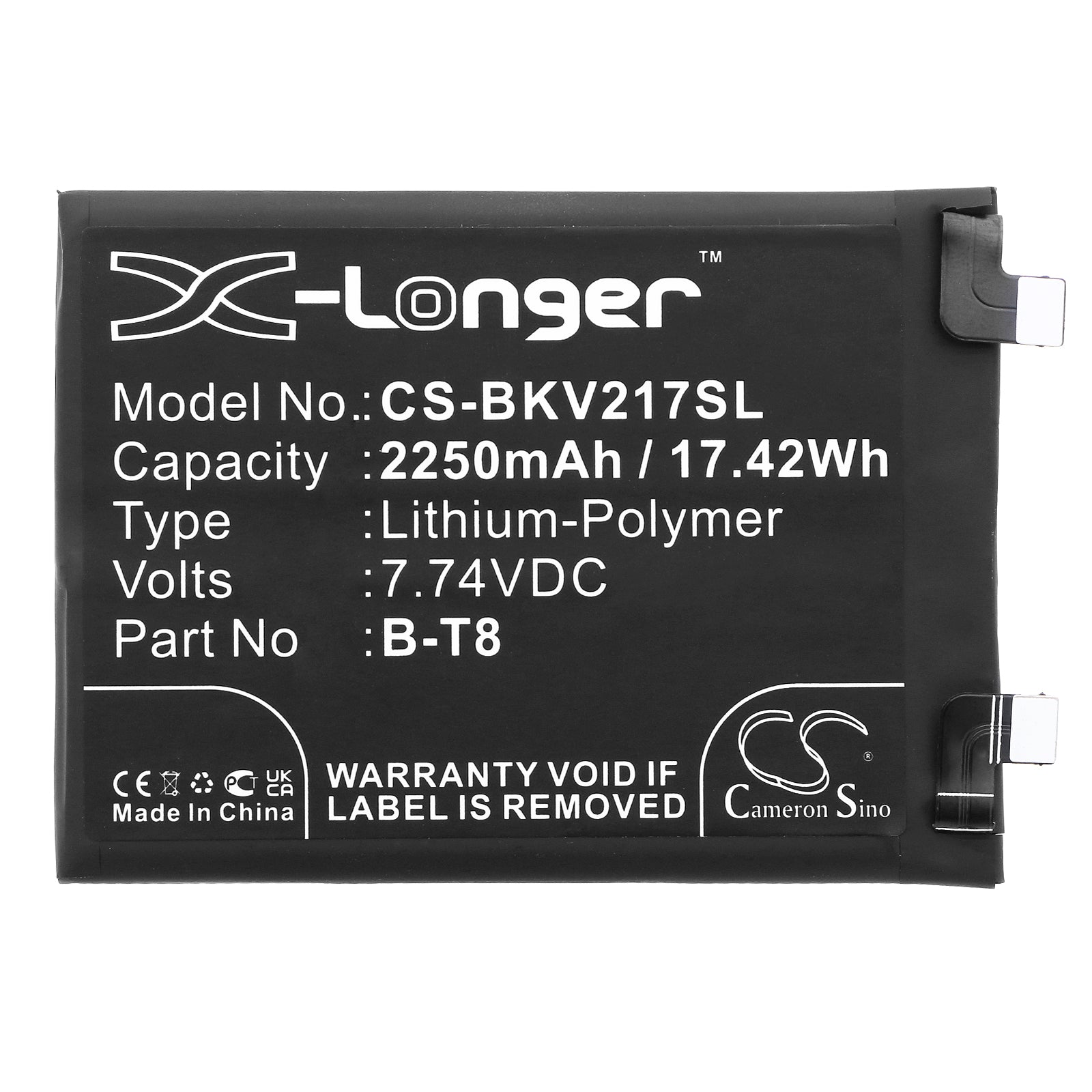 Li-Polymer, Mobile, SmartPhone Battery fits Vivo I2022, Iqoo 9 Pro, 7.74V, 2250mAh Mobile, SmartPhone Cameron Sino Technology Limited