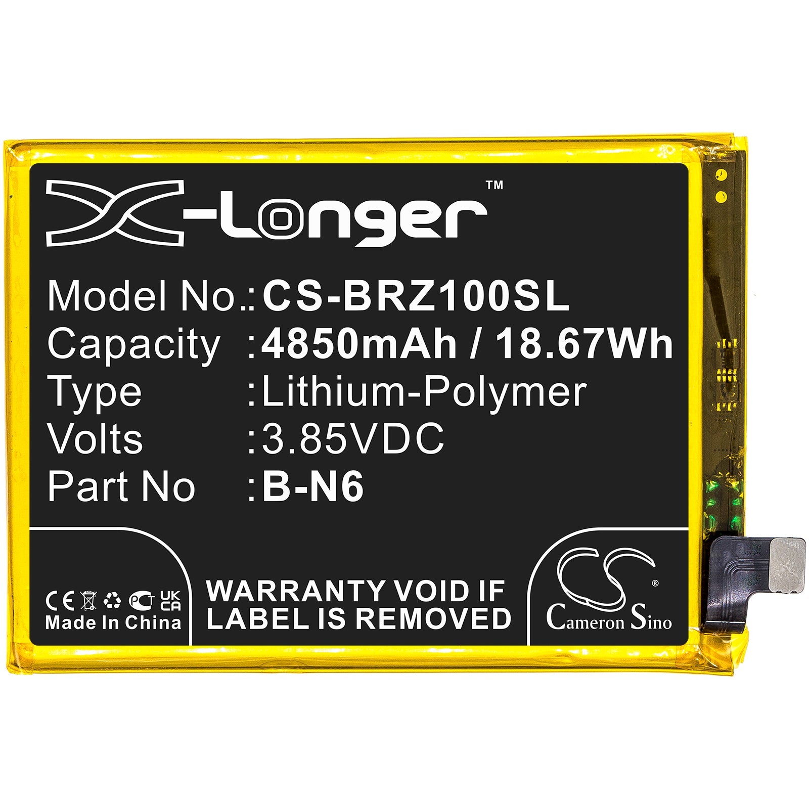 Li-Polymer, Mobile, SmartPhone Battery fits Vivo Iqoo Z1x 5g, V2012, 3.85V, 4850mAh Mobile, SmartPhone Cameron Sino Technology Limited