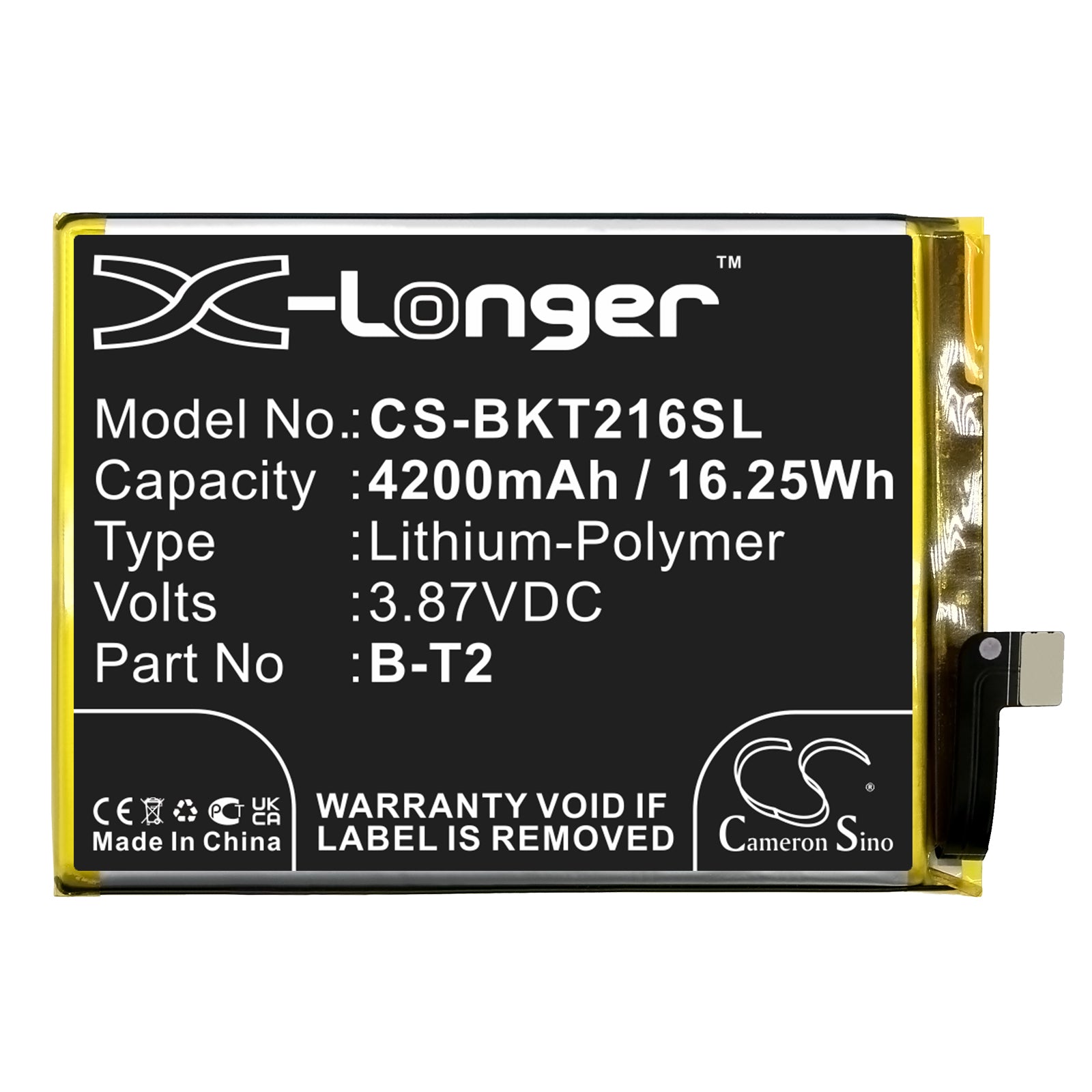 Li-Polymer, Mobile, SmartPhone Battery fits Vivo S12 Pro, S12 Pro 5g, 3.87V, 4200mAh Mobile, SmartPhone Cameron Sino Technology Limited