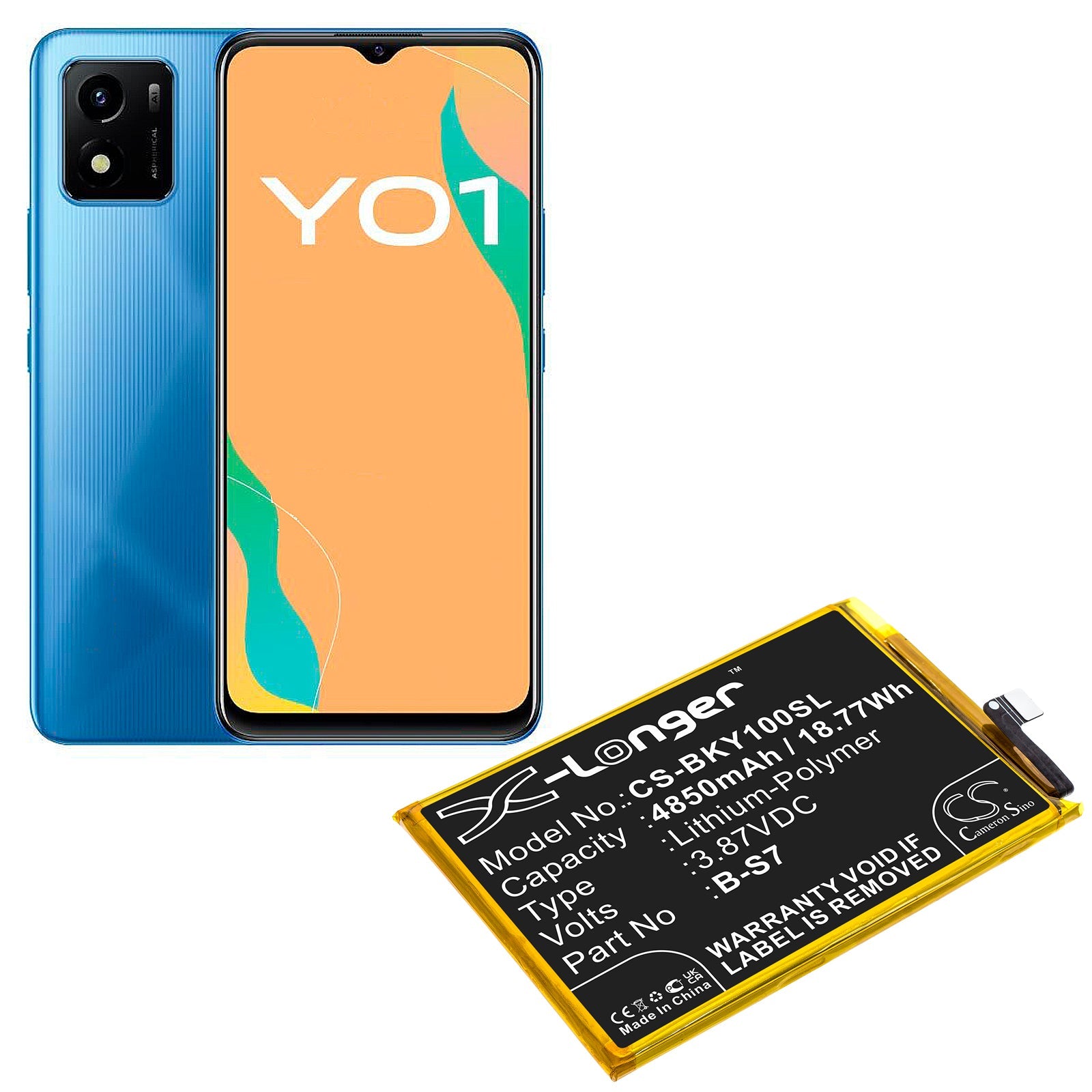 Li-Polymer, Mobile, SmartPhone Battery fits Vivo Y01, 3.87V, 4850mAh Mobile, SmartPhone Cameron Sino Technology Limited