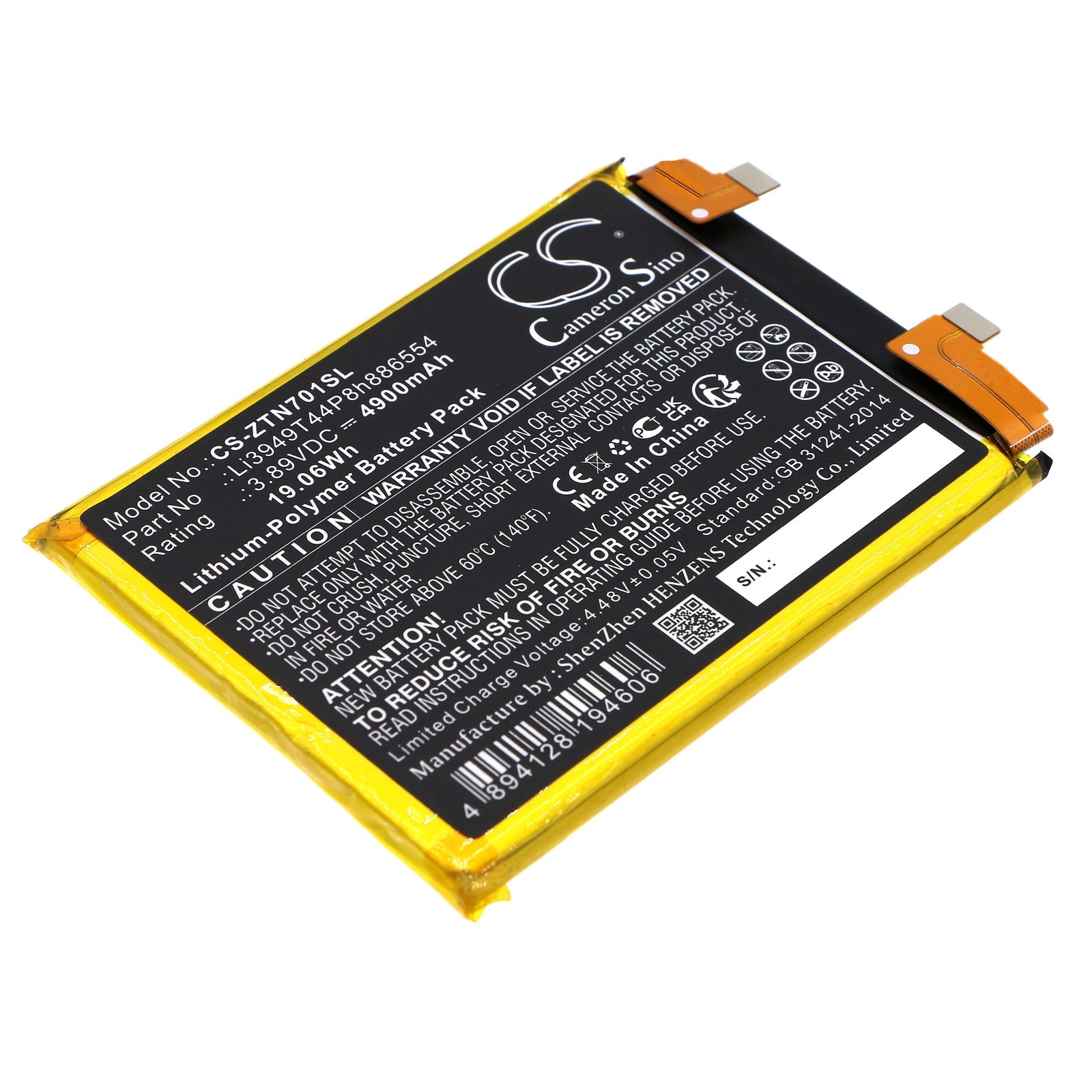 Li-Polymer, Mobile, SmartPhone Battery fits Zte Nubia Z40 Pro, Nubia Z40 Pro 5g, 3.89V, 4900mAh Mobile, SmartPhone Cameron Sino Technology Limited