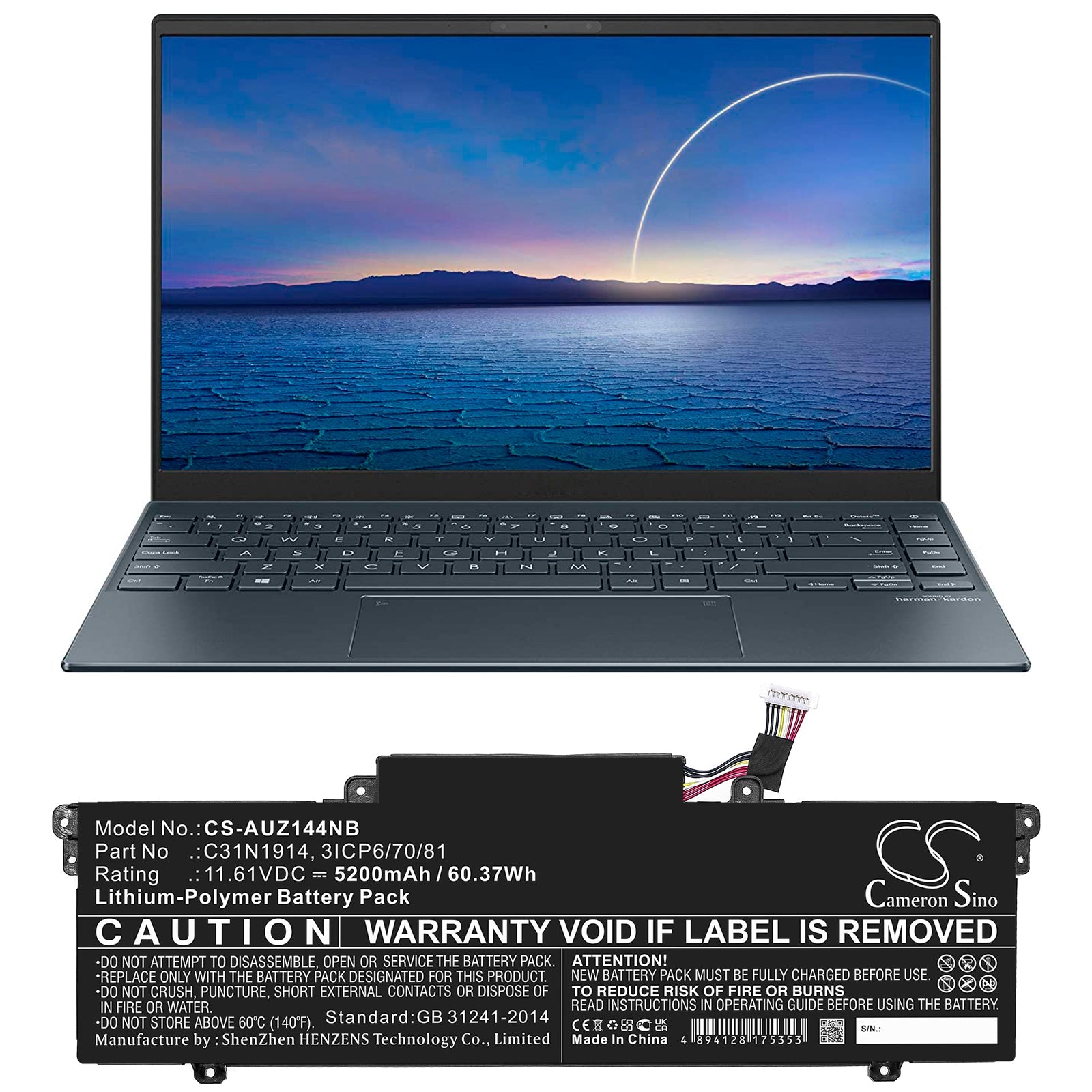 Li-Polymer, Notebook, Laptop Battery fits Asus Expertbook B7 Flip B7402fea, Ux425qa, 11.61V, 5200mAh Notebook, Laptop Cameron Sino Technology Limited