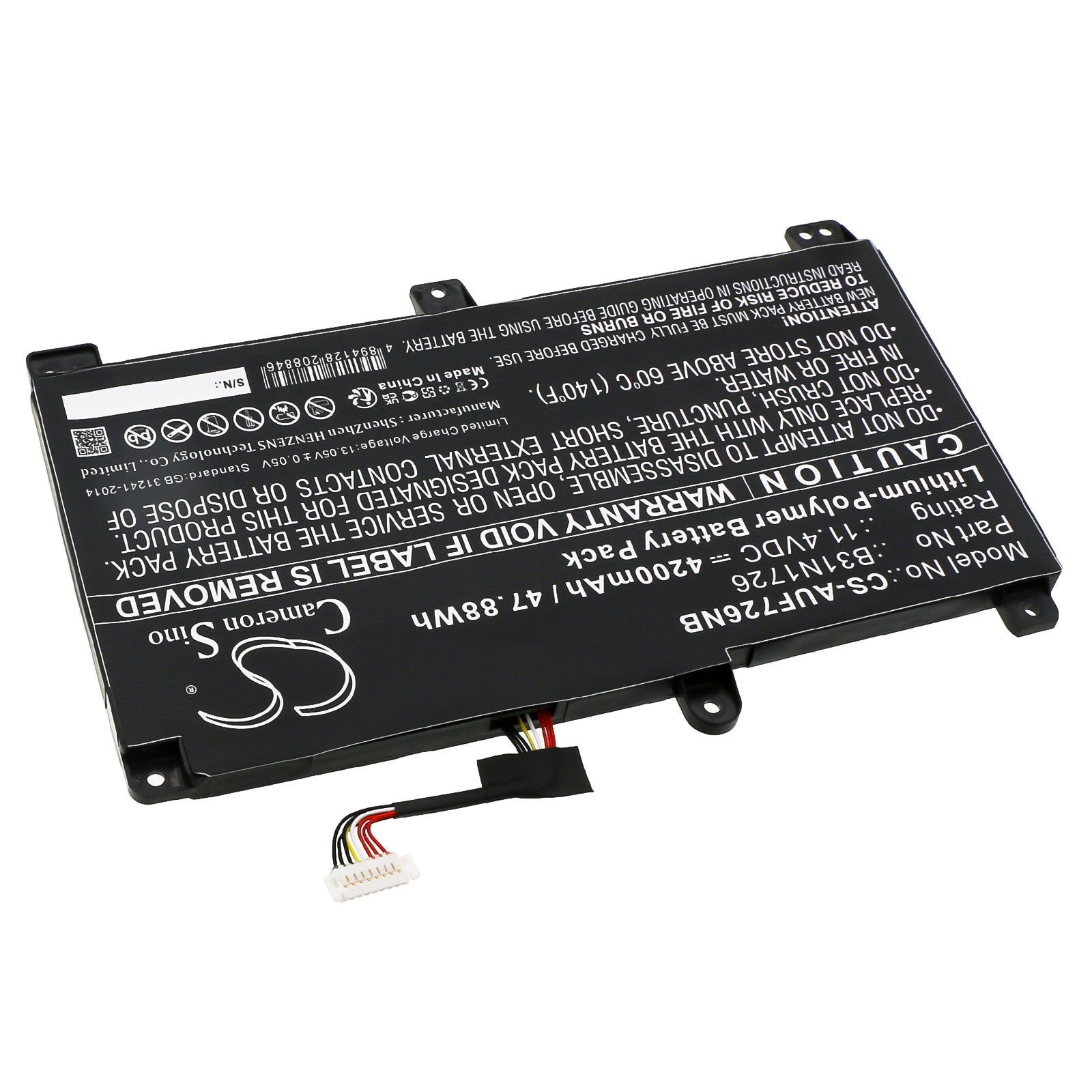 Li-Polymer, Notebook, Laptop Battery fits Asus Fx504, Fx504g, 11.4V, 4200mAh Notebook, Laptop Cameron Sino Technology Limited
