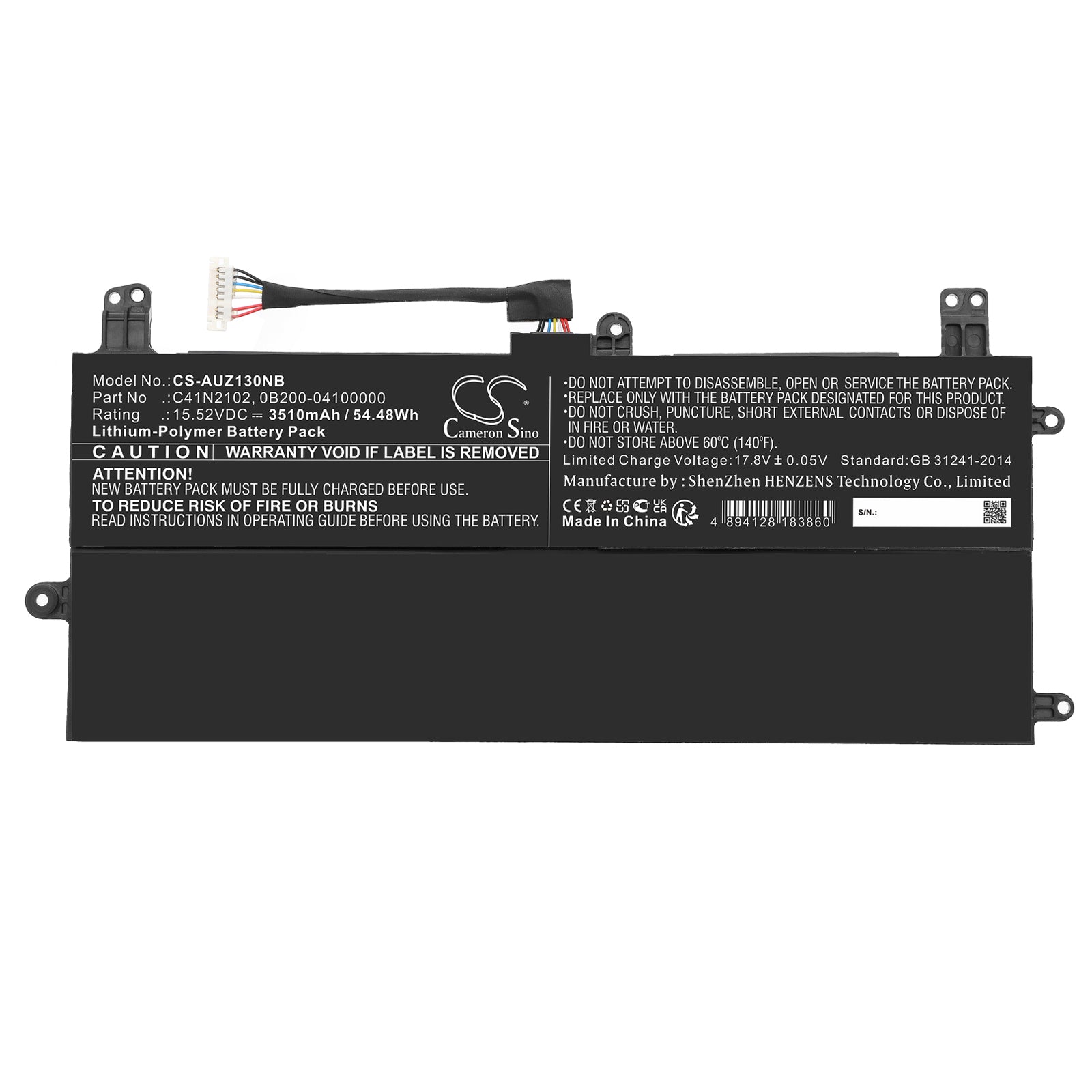 Li-Polymer, Notebook, Laptop Battery fits Asus Gz301, Gz301ze-z13.i93050t, 15.52V, 3510mAh Notebook, Laptop Cameron Sino Technology Limited