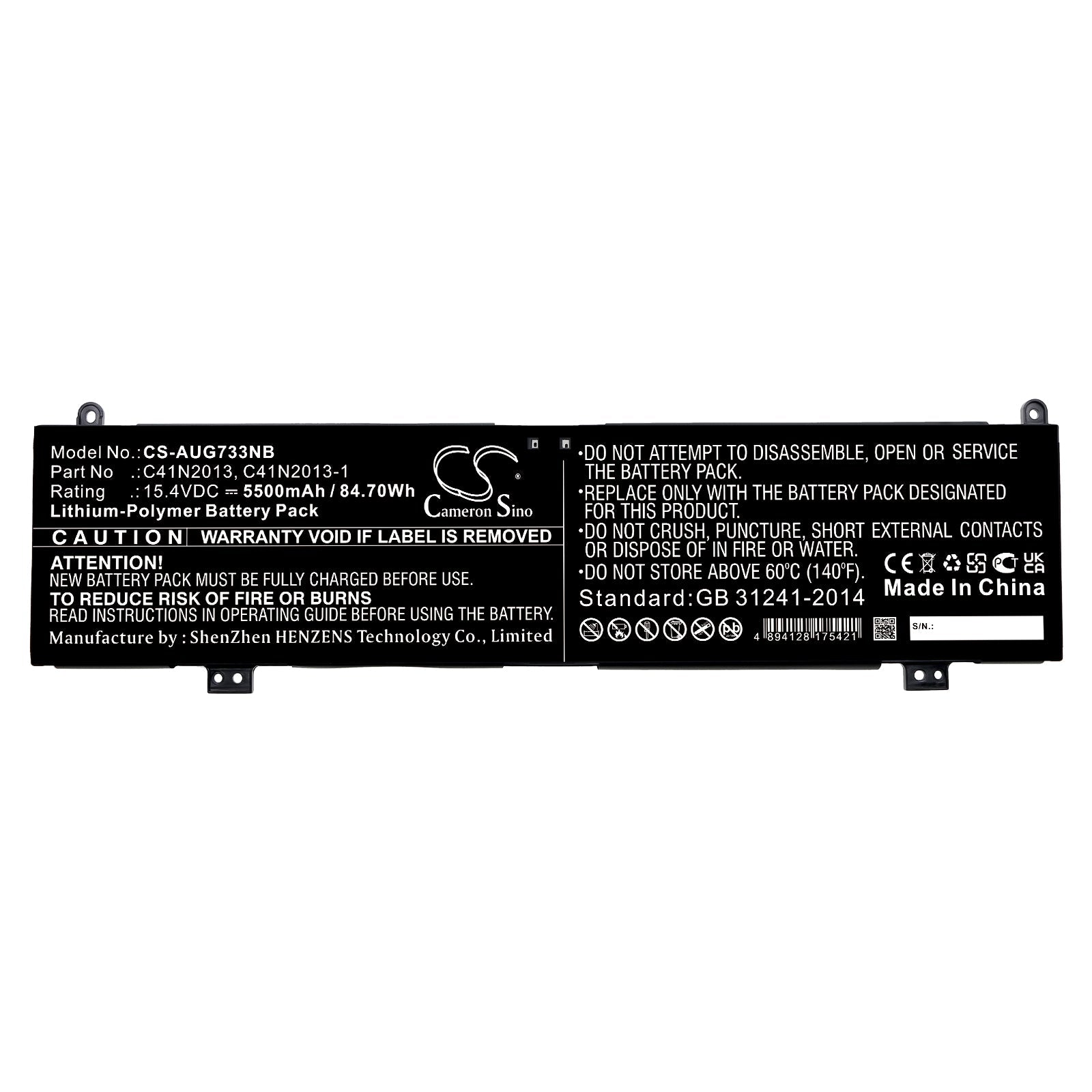 Li-Polymer, Notebook, Laptop Battery fits Asus H5600qm, Proart Studiobook 16 H5600q, 15.4V, 5500mAh Notebook, Laptop Cameron Sino Technology Limited