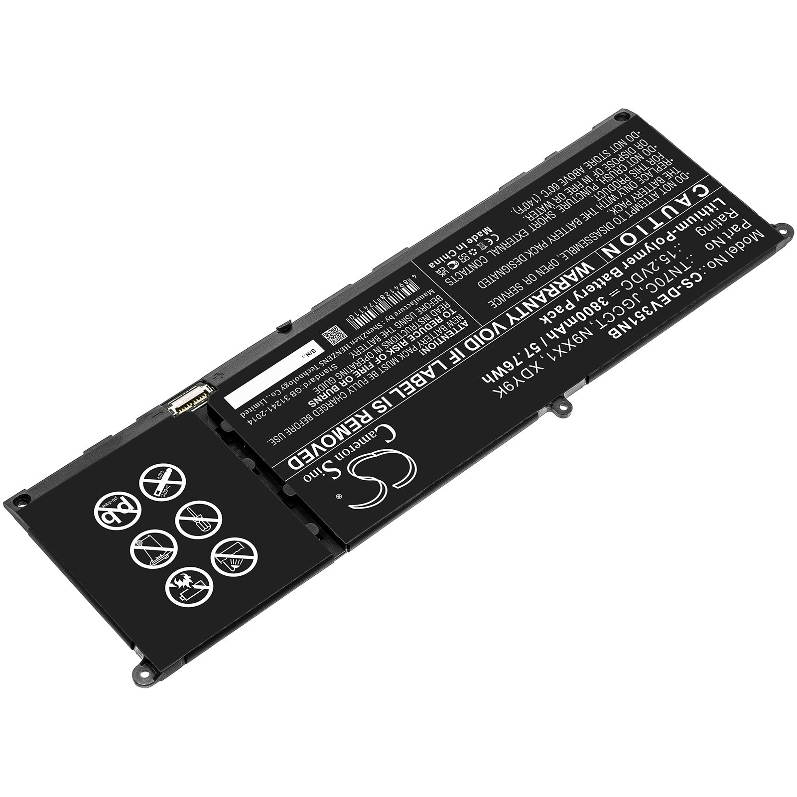 Li-Polymer, Notebook, Laptop Battery fits Dell Vostro 3510, Vostro 3515, 15.2V, 3800mAh Notebook, Laptop Cameron Sino Technology Limited
