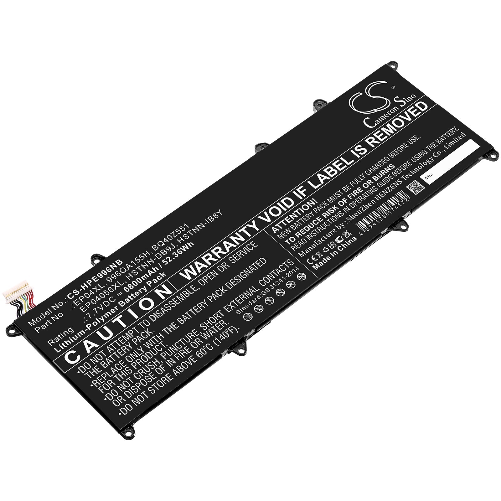 Li-Polymer, Notebook, Laptop Battery fits Hp Elite Dragonfly G1, Elite Dragonfly G2, 7.7V, 6800mAh Notebook, Laptop Cameron Sino Technology Limited