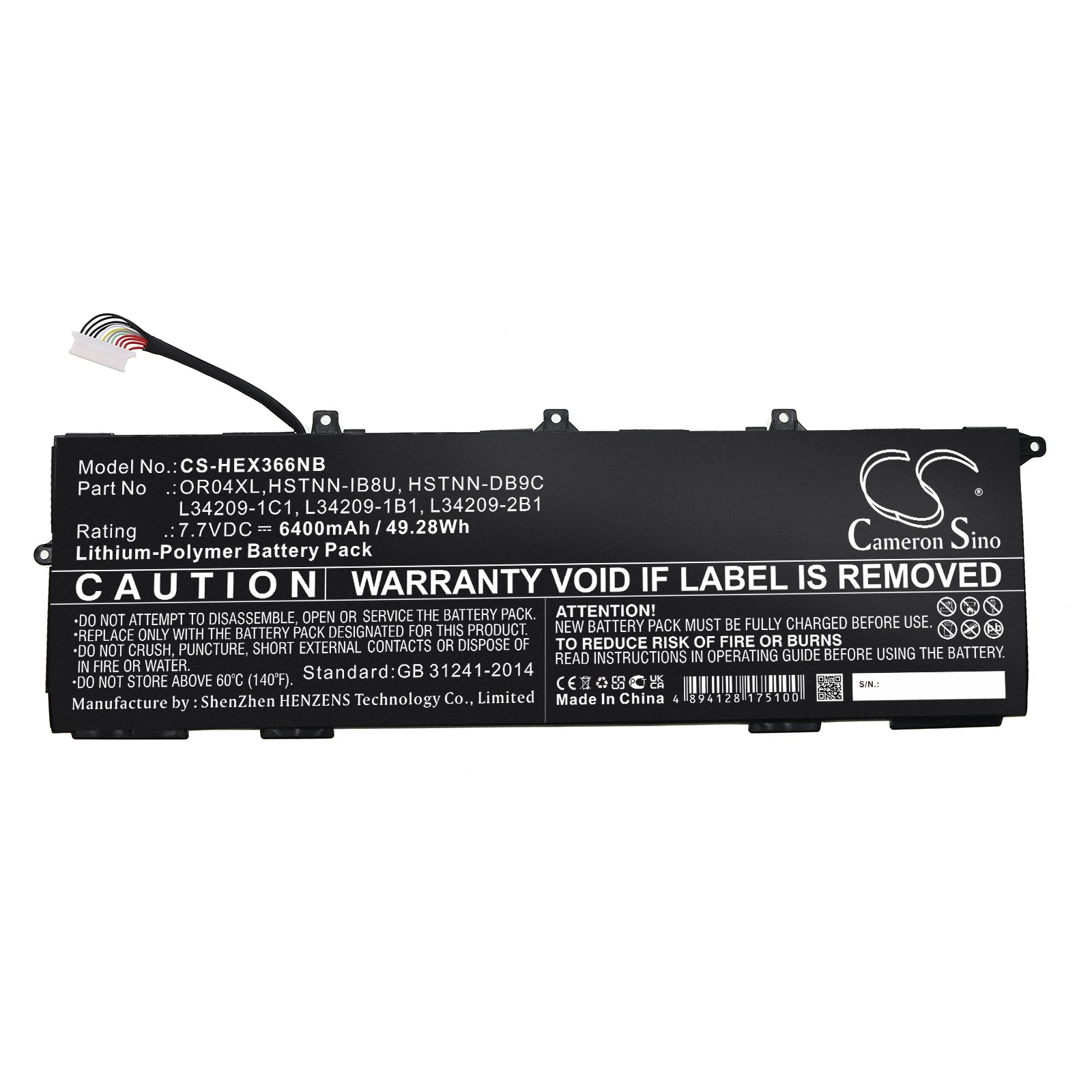 Li-Polymer, Notebook, Laptop Battery fits Hp Elitebook X360 830 G6, 7.7V, 6400mAh Notebook, Laptop Cameron Sino Technology Limited