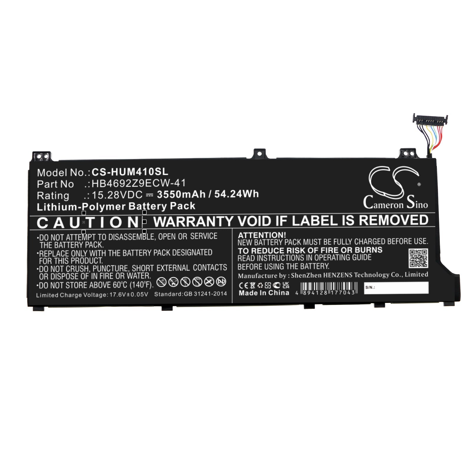 Li-Polymer, Notebook, Laptop Battery fits Huawei Magicbook 14, Matebook D 14-53010tvs, 15.28V, 3550mAh Notebook, Laptop Cameron Sino Technology Limited